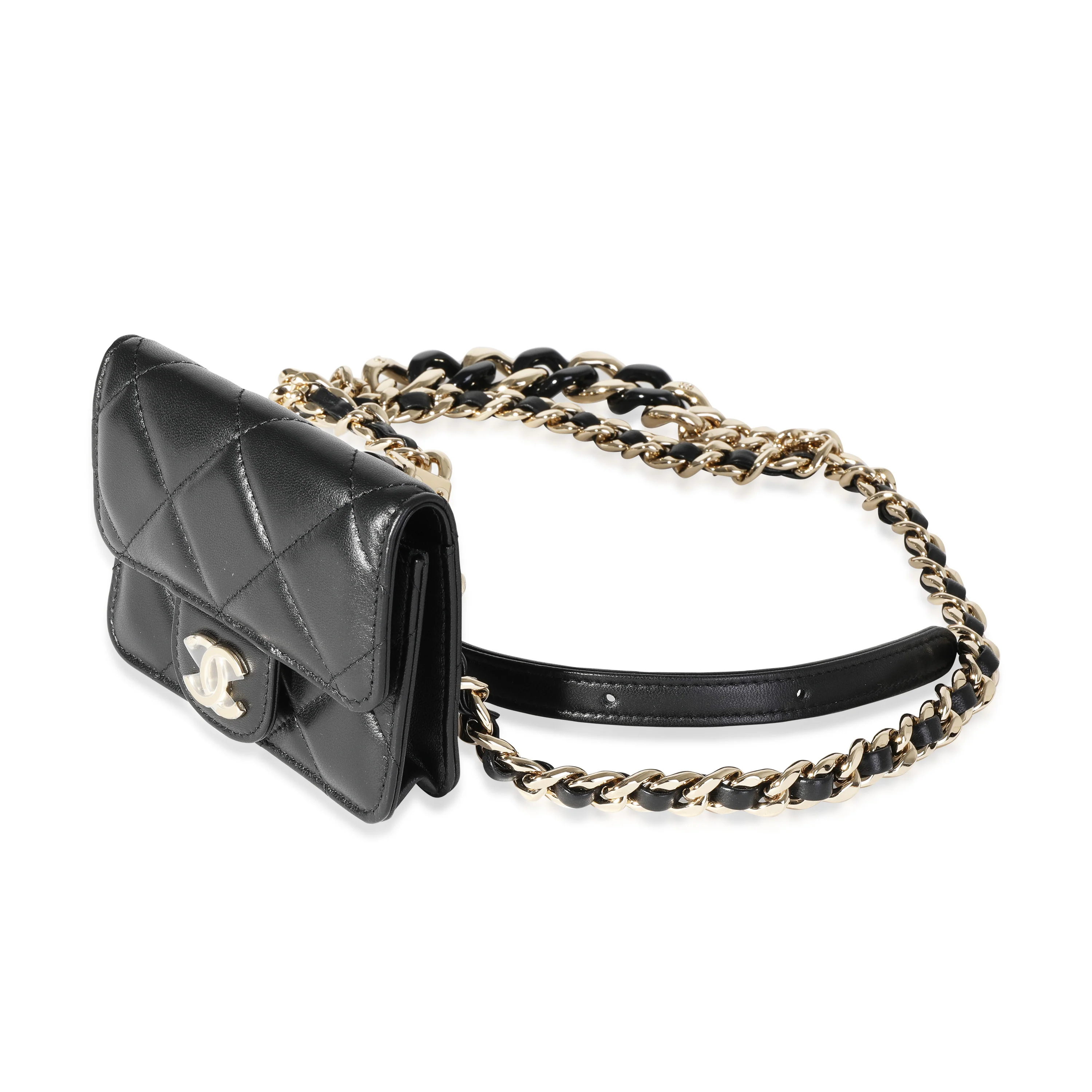 Chanel Black Quilted Lambskin Elegant Chain Belt Bag - Image 2
