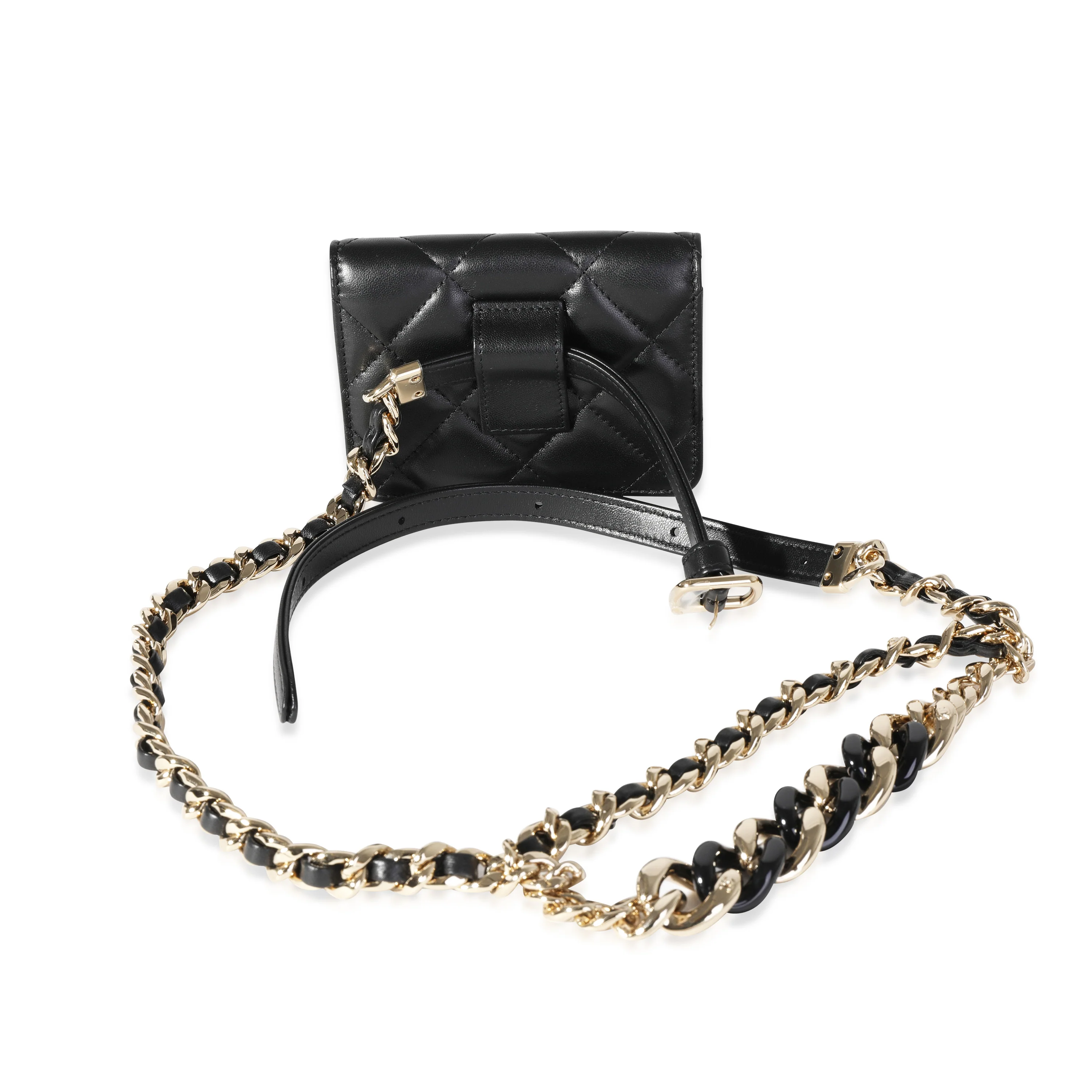 Chanel Black Quilted Lambskin Elegant Chain Belt Bag - Image 3