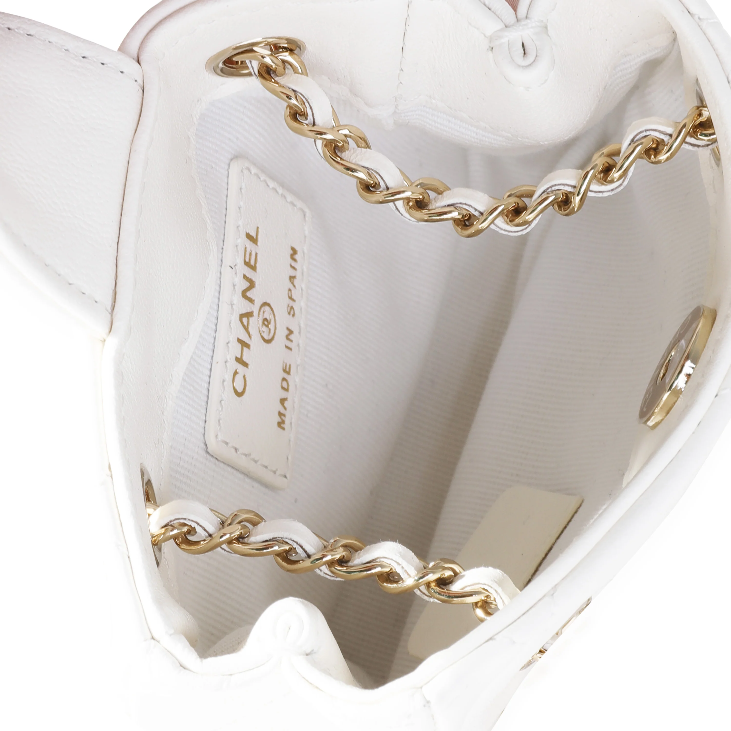 White Quilted Lambskin Tiny Shopping Bag - Image 4