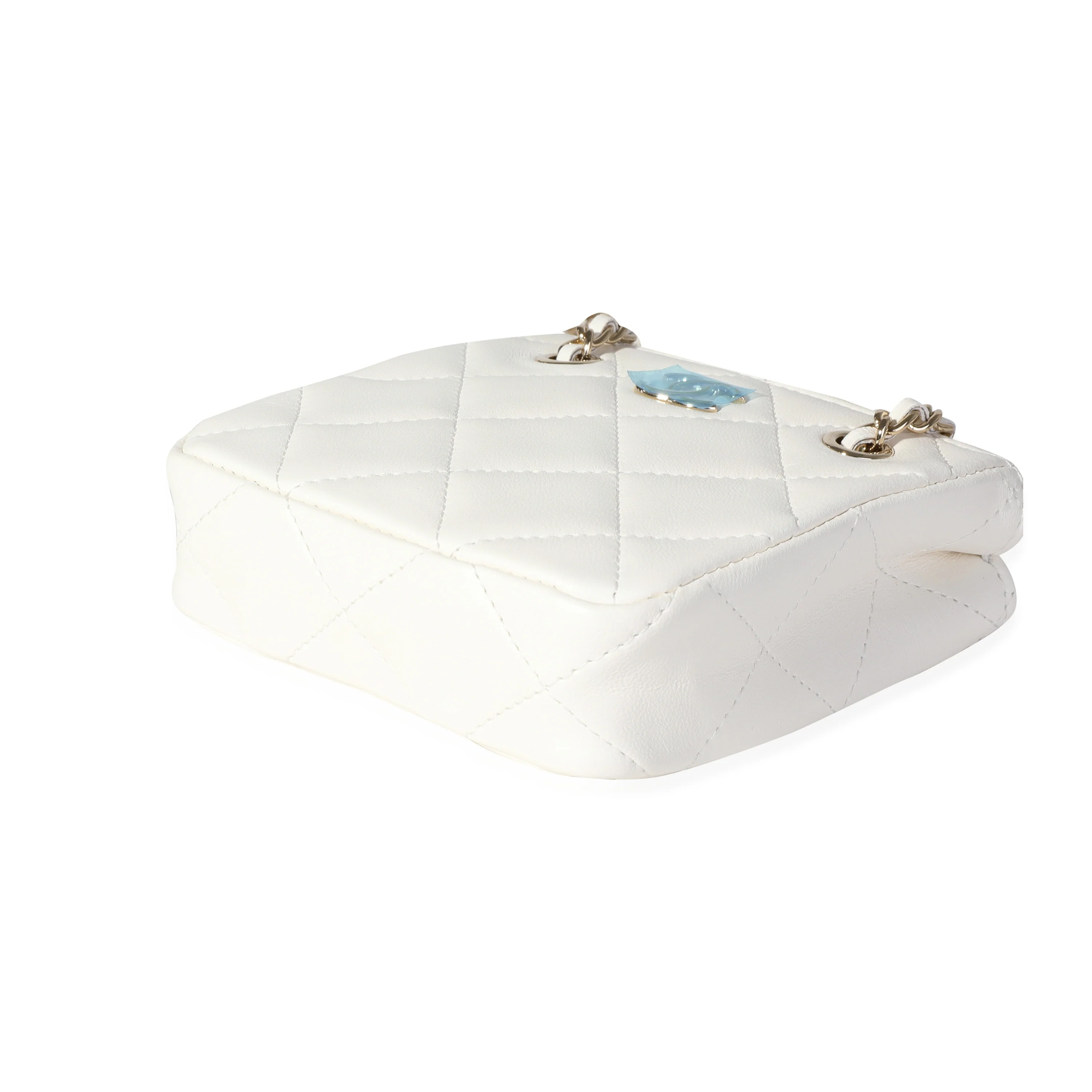 White Quilted Lambskin Tiny Shopping Bag - Image 7