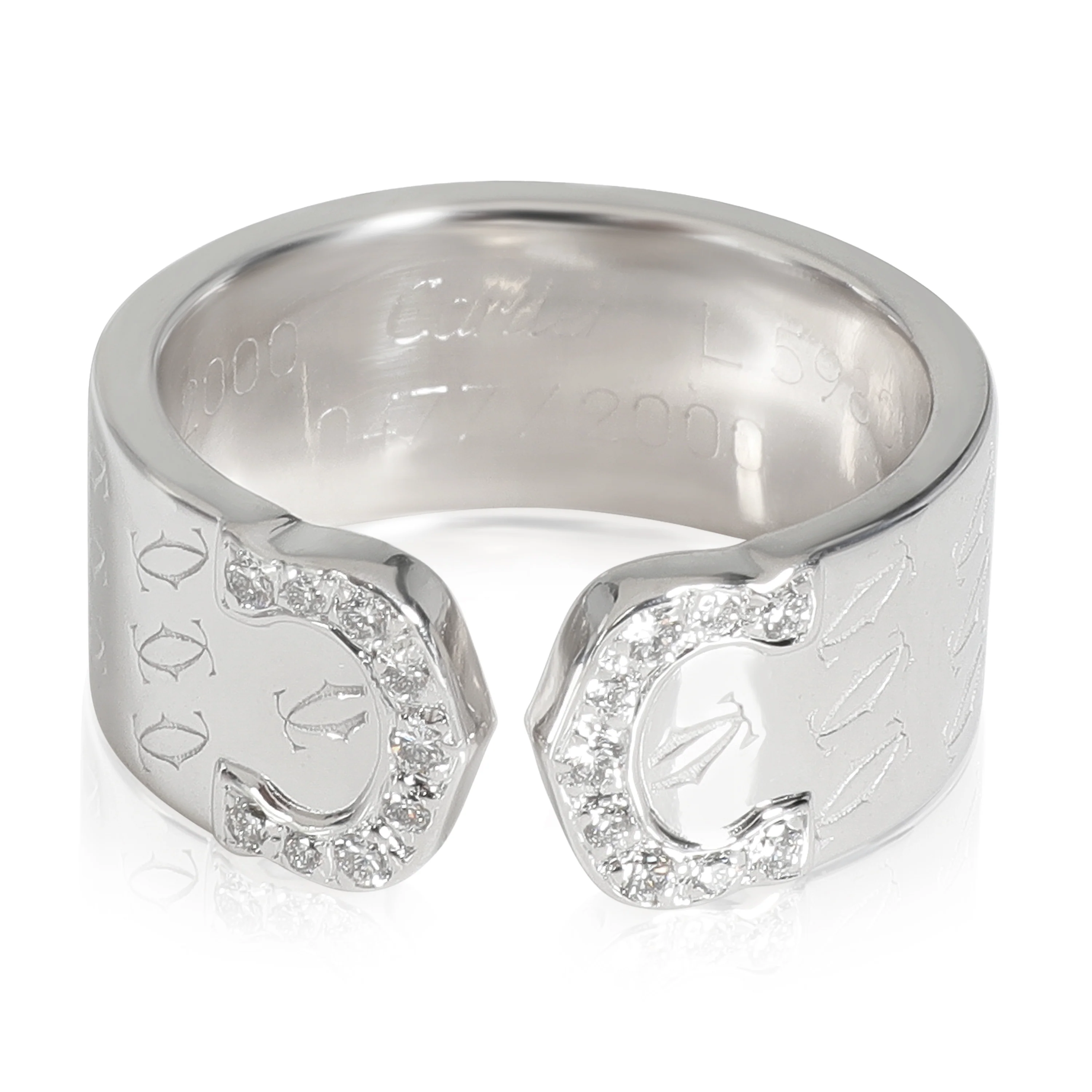 Cartier C De Cartier C2 8 mm Diamond Ring in 18k White Gold 0.10 CTW