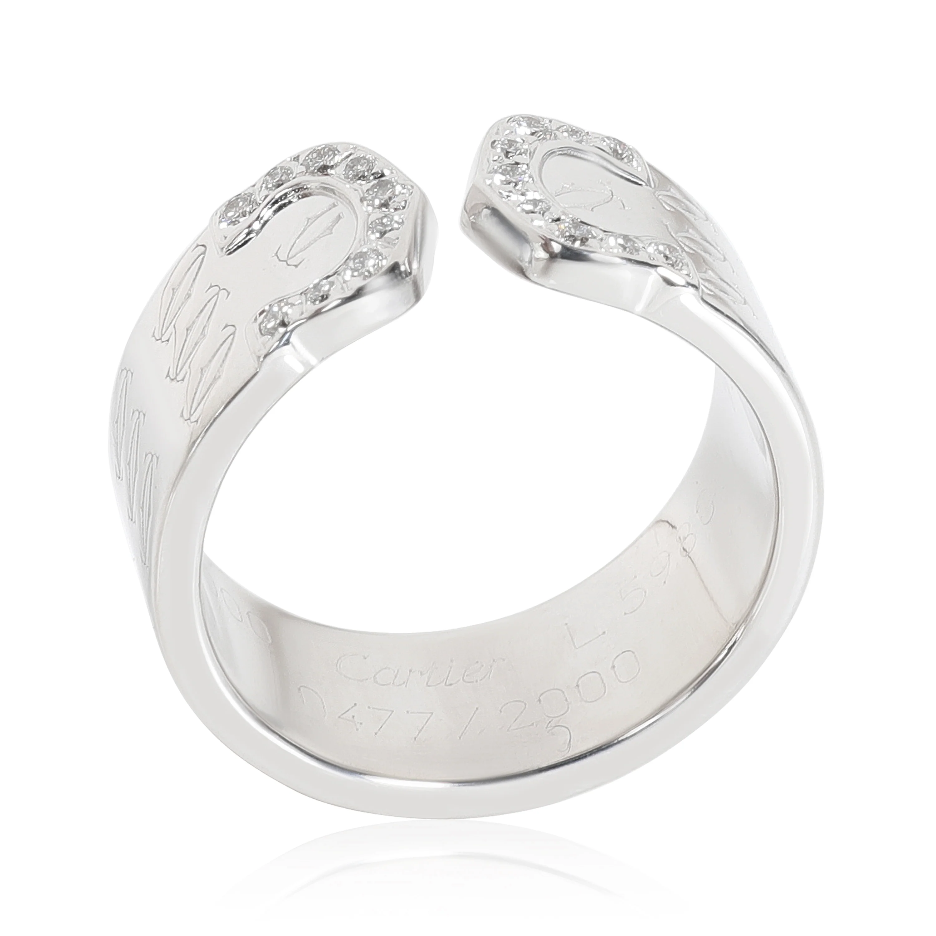 Cartier C De Cartier C2 8 mm Diamond Ring in 18k White Gold 0.10 CTW - Image 3