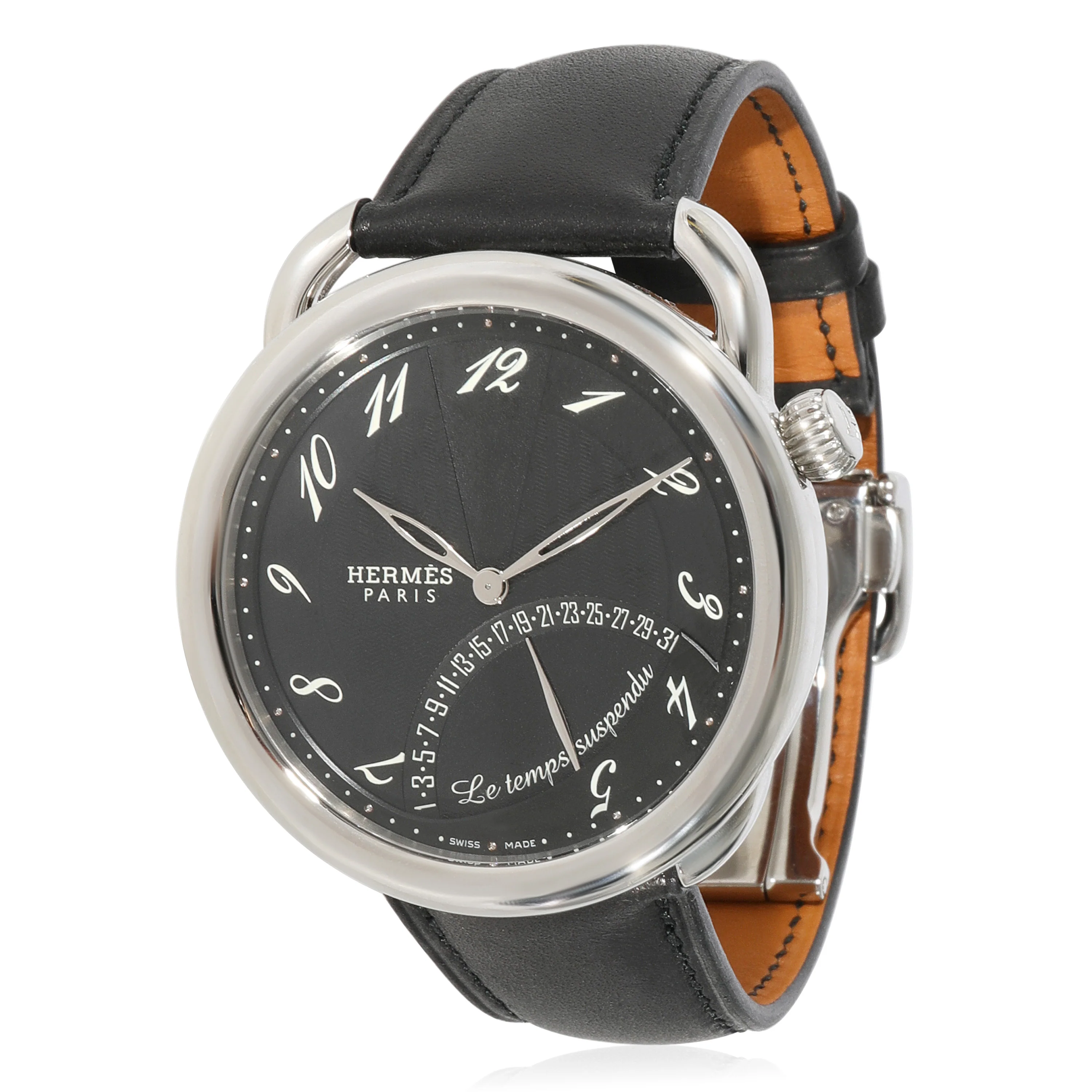 Hermès Arceau Le Temps Suspendu AR8.910.330.MNO Mens Watch in Stainless Steel