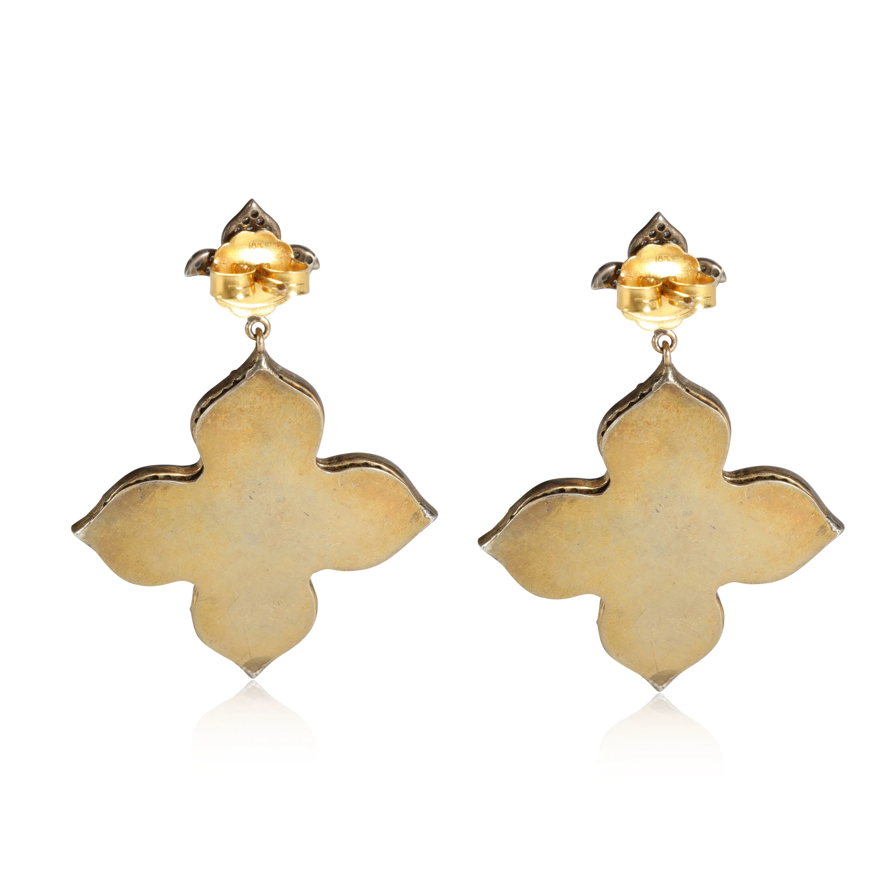 Handmade Venetian Pearl, Citrine & Diamond Earrings, Silver & 18K YG 1/1 Ctw - Image 3