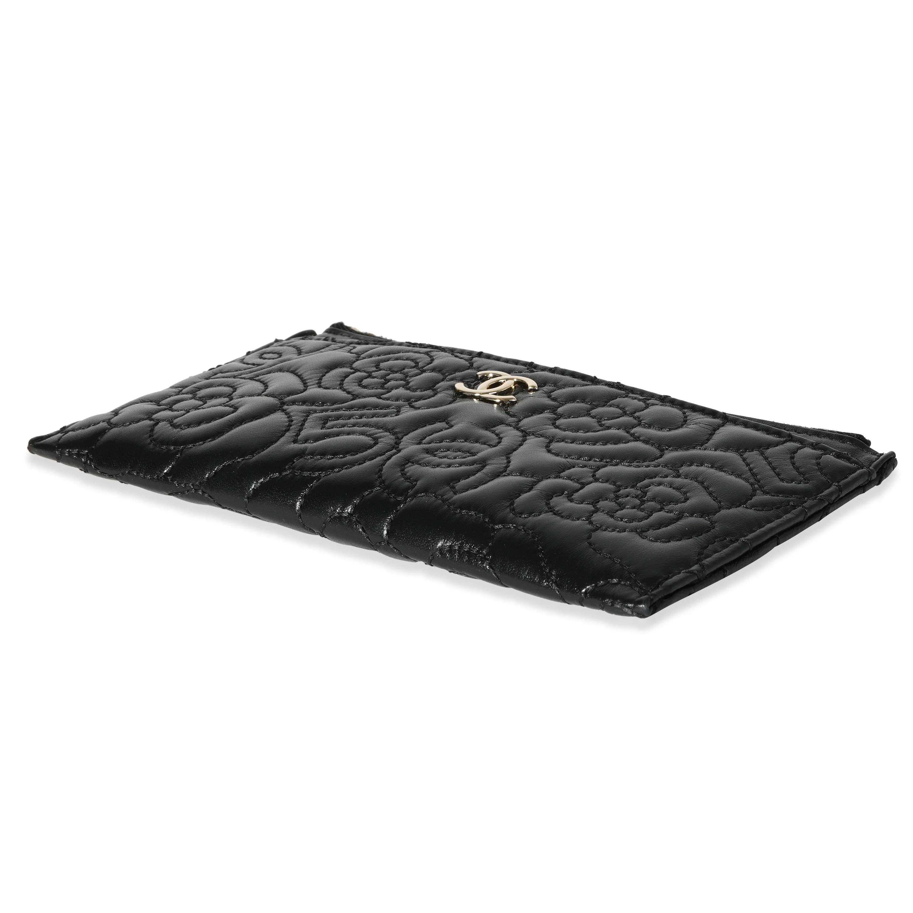 Chanel Camellia Quilted Lambskin Zip Pouch - Image 7