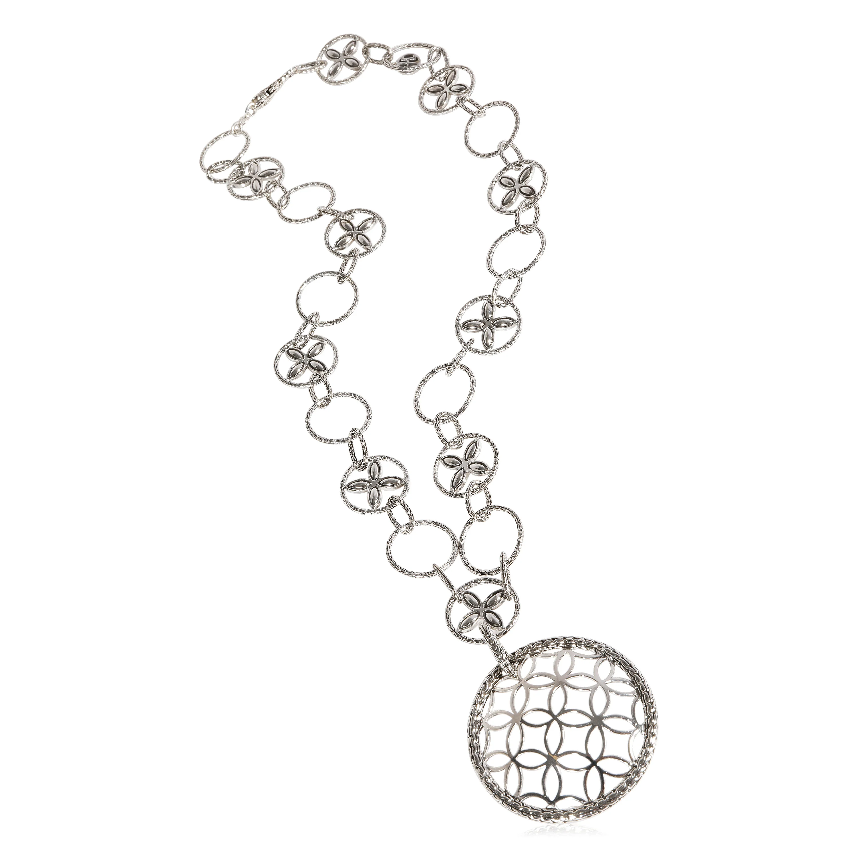 Kawung Pierced Necklace in Sterling Silver with 50 mm Wide Pendant - Image 3