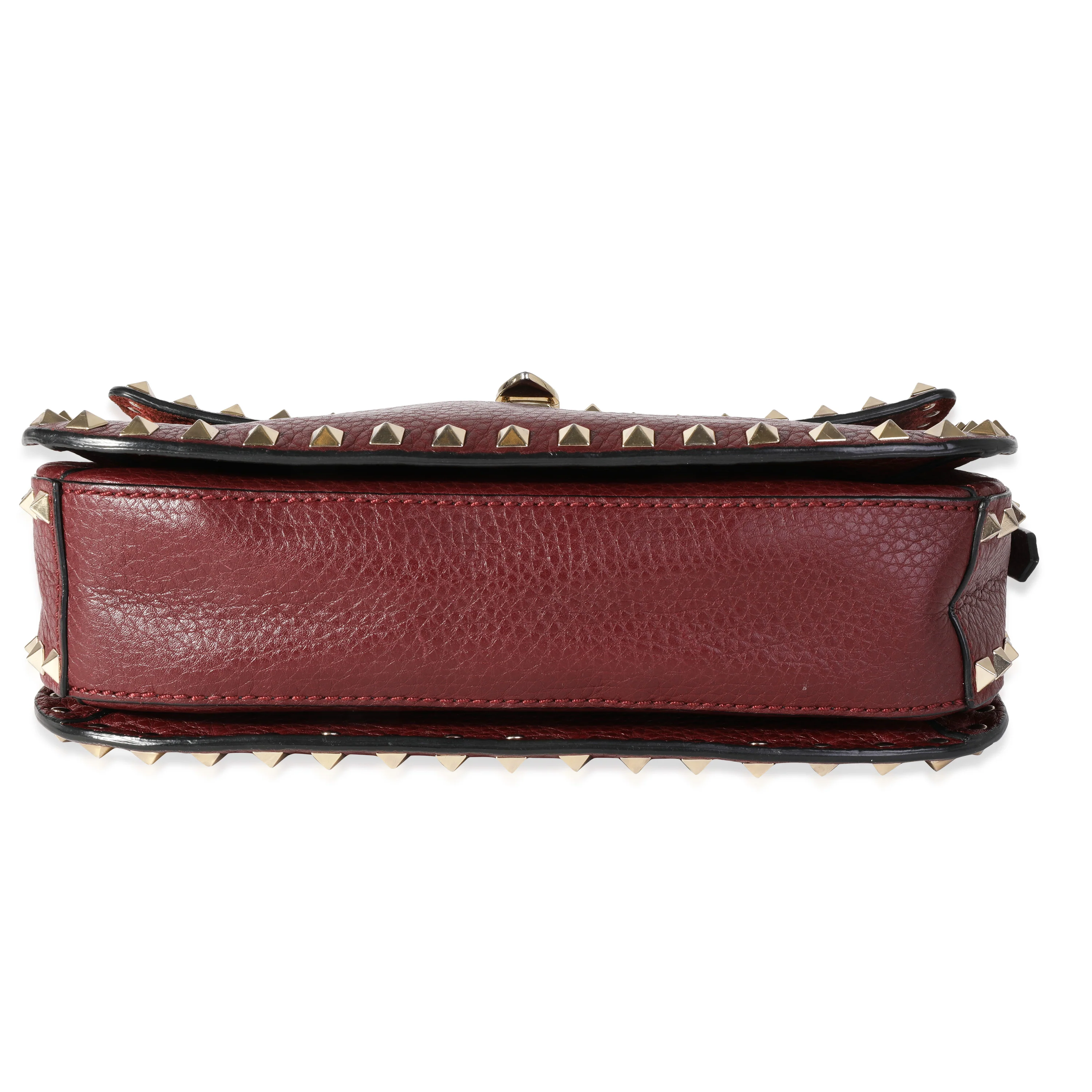 Valentino Burgundy Leather Rockstud Flip Lock Crossbody - Image 5