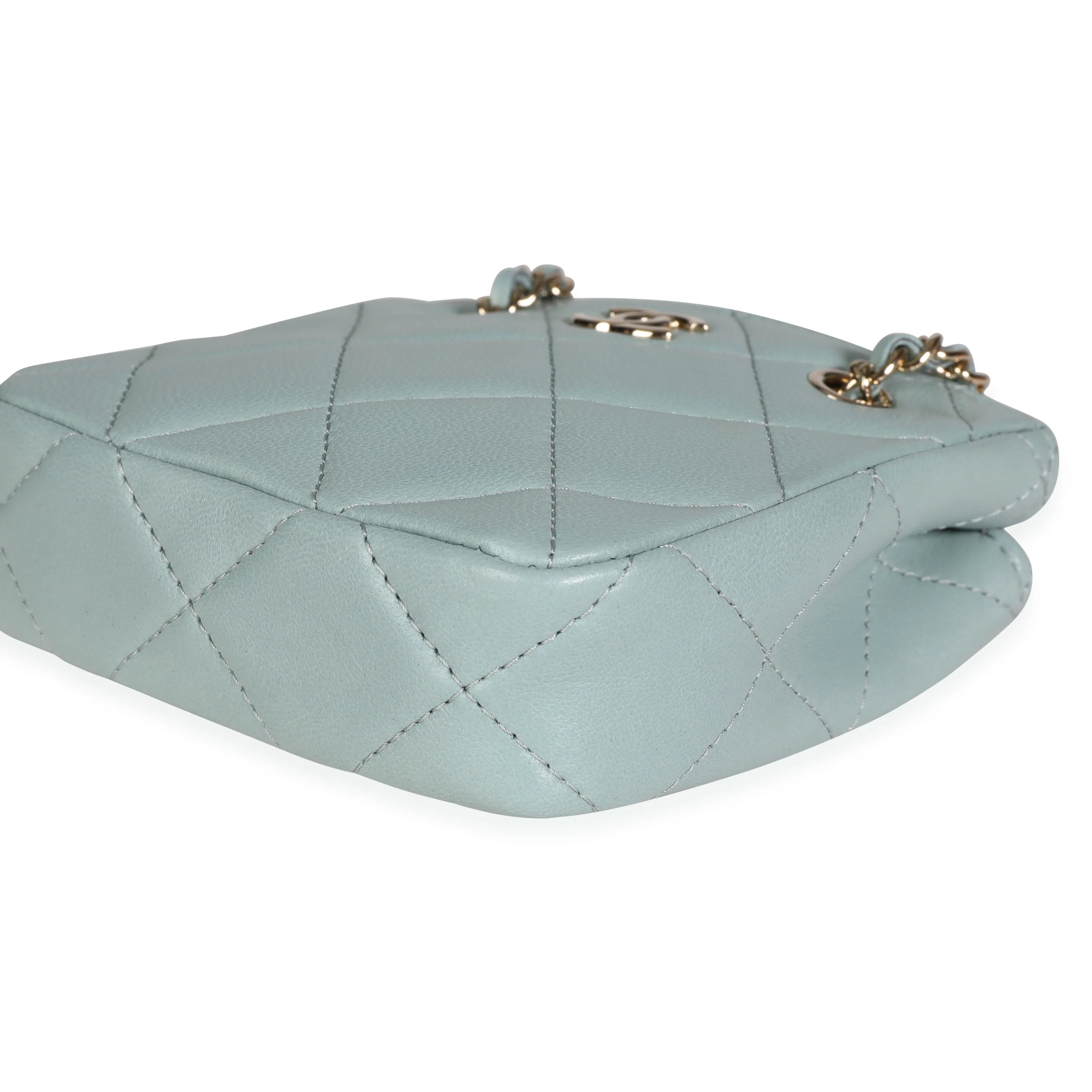 Light Teal Quilted Lambskin Tiny Shopping Bag - Image 6