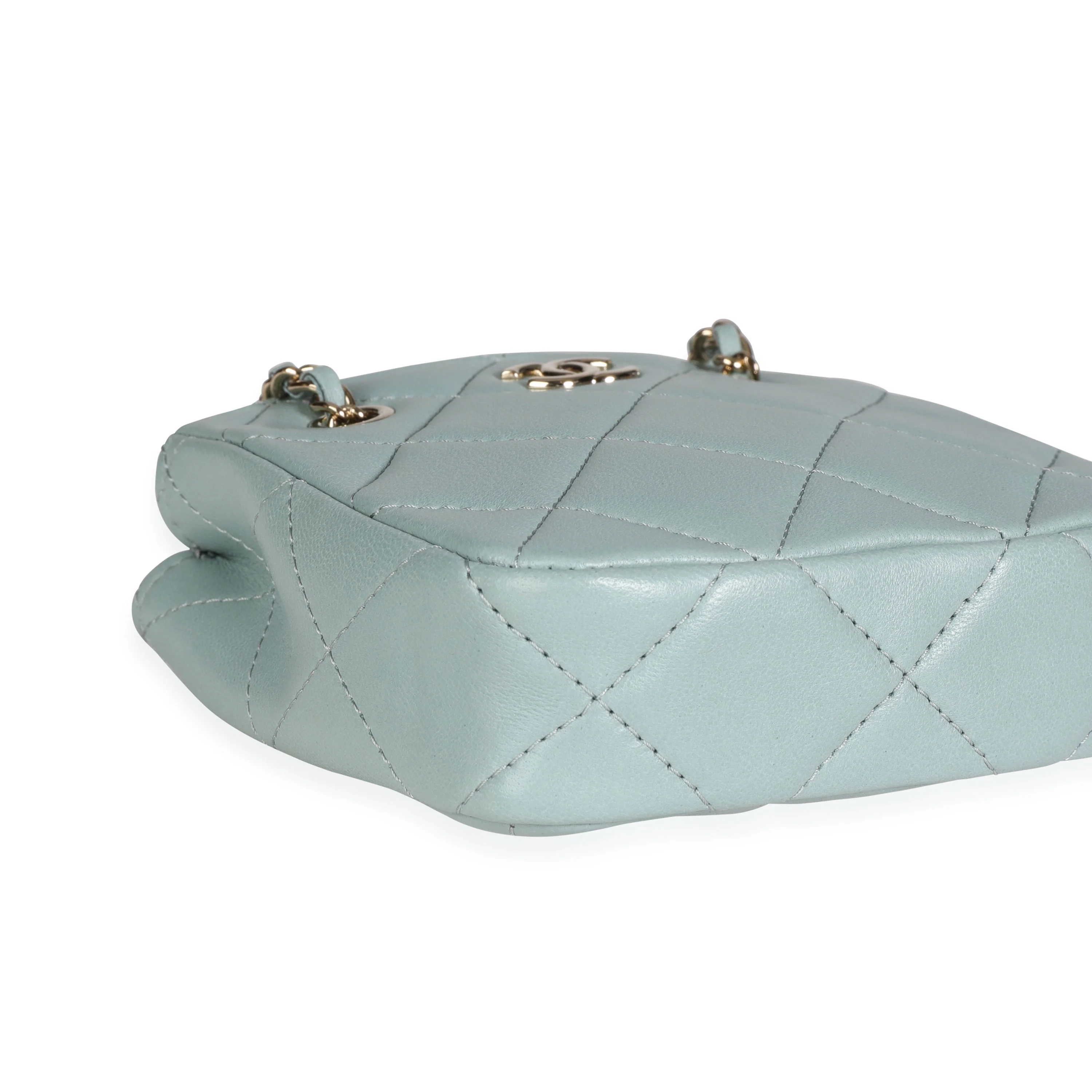 Light Teal Quilted Lambskin Tiny Shopping Bag - Image 7