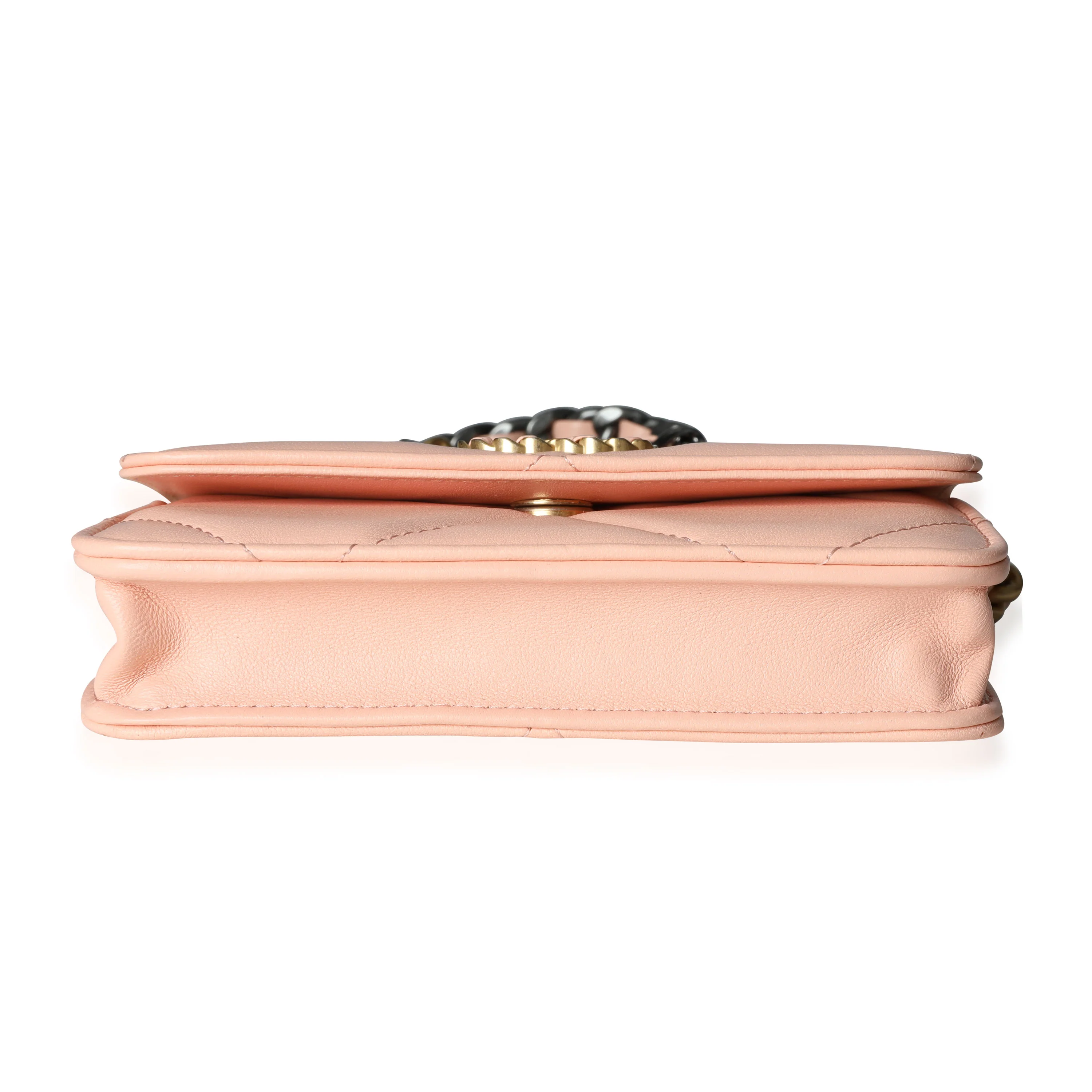 Light Orange Quilted Lambskin  19 Mini Flap Bag - Image 5
