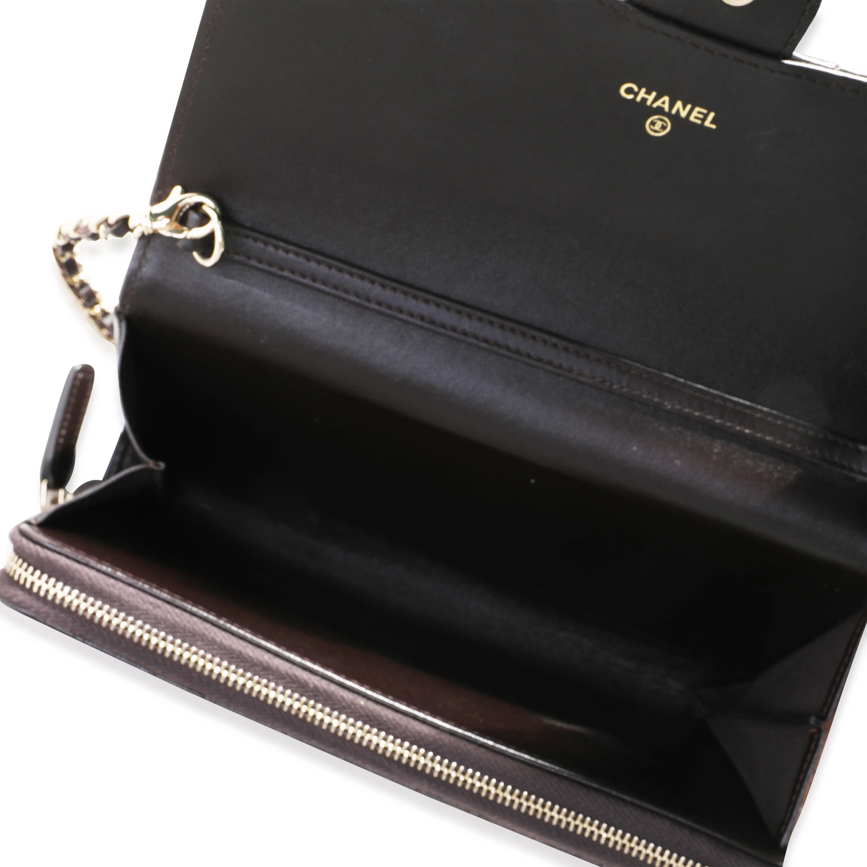 Chanel Brown Quilted Lambskin Chain Wallet - Image 4