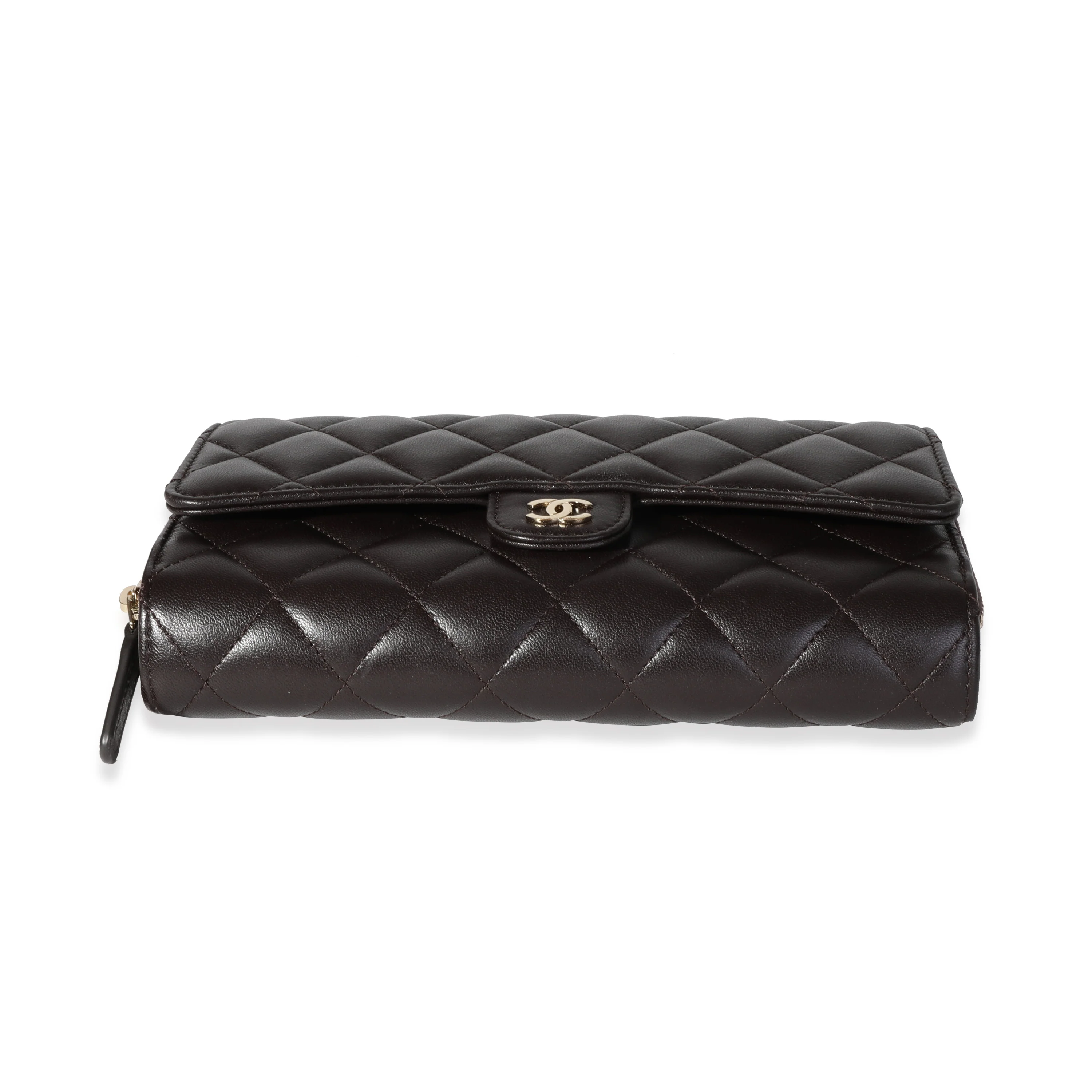 Chanel Brown Quilted Lambskin Chain Wallet - Image 7