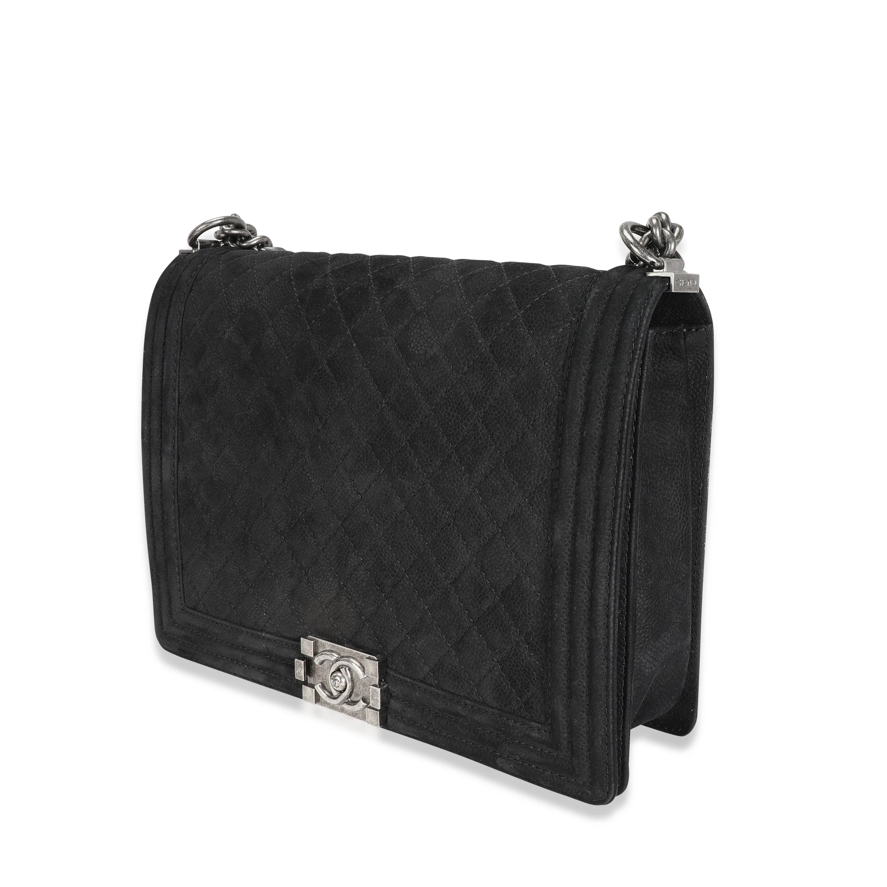 Chanel Black Quilted Suede Large Boy Bag - Image 2