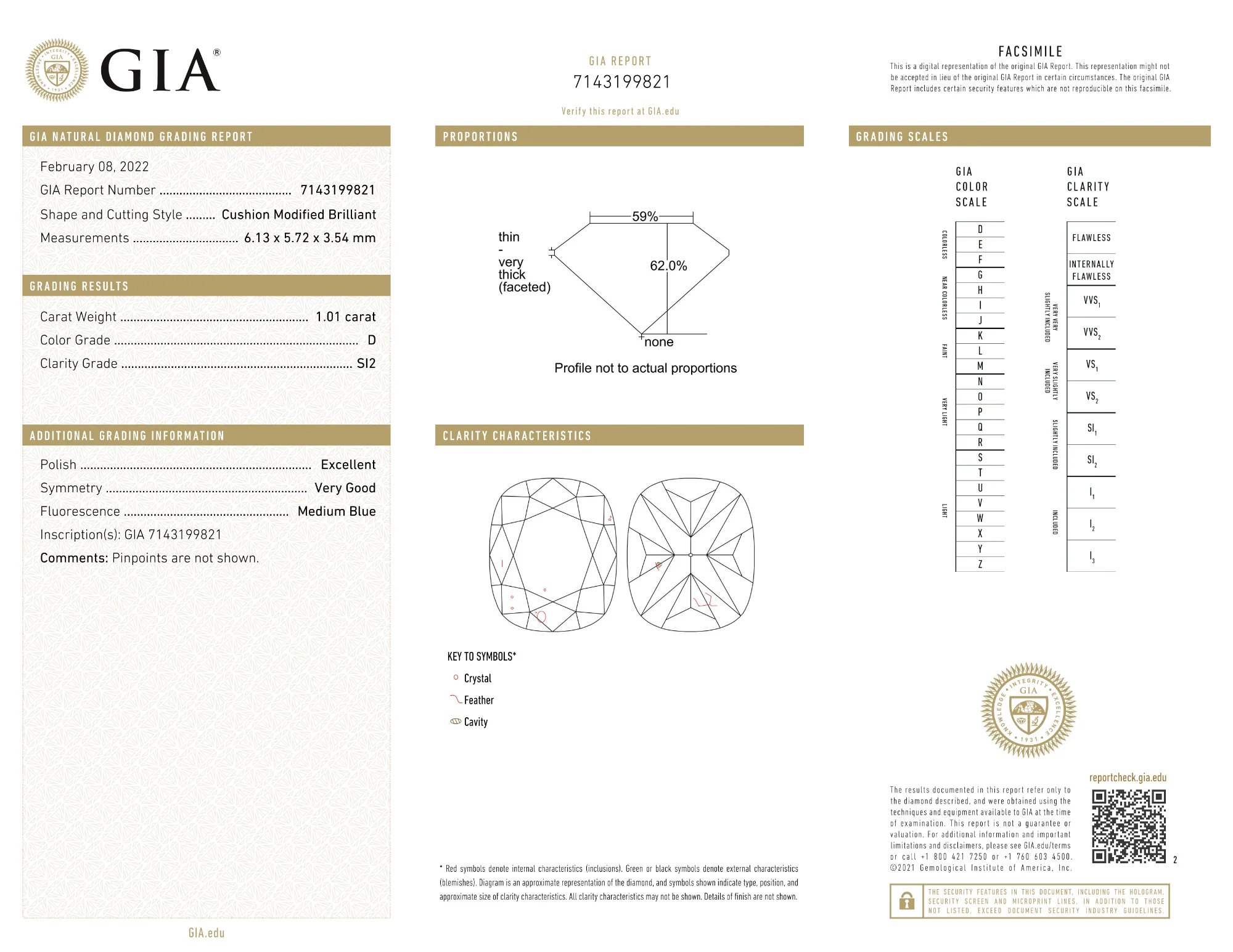 GIA Certified 1.01 Ct Cushion cut D SI2 Loose Diamond - Image 2