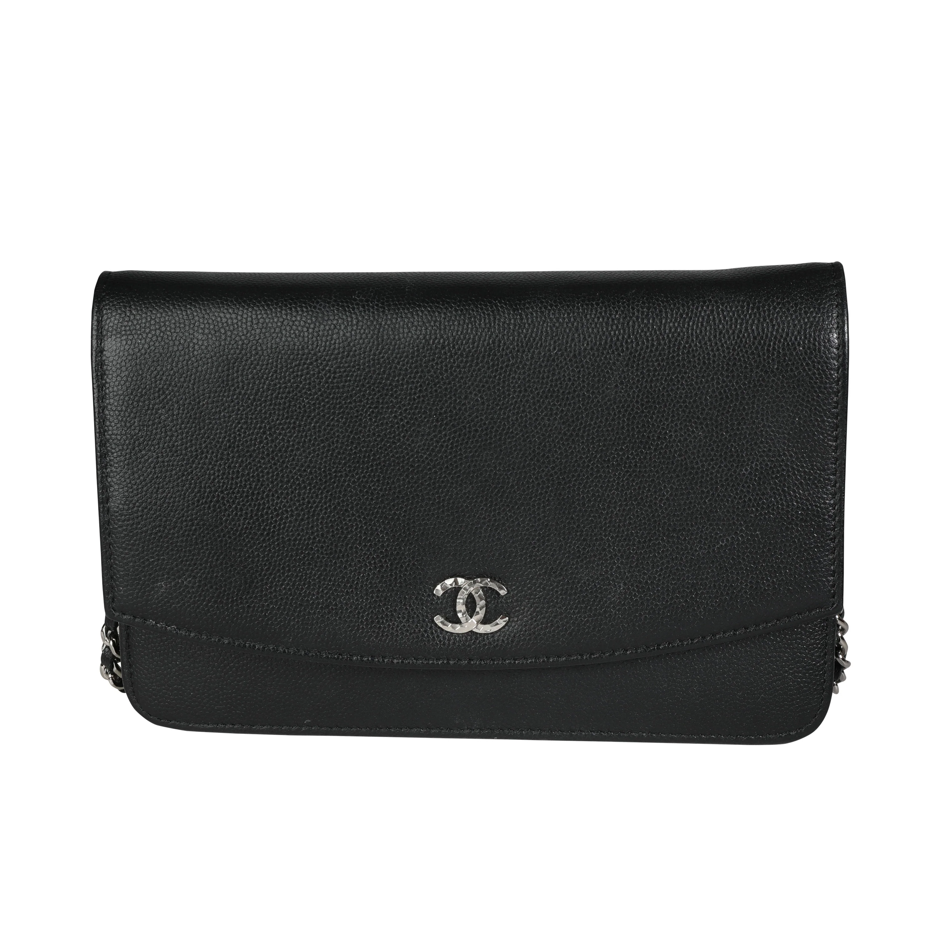 Chanel Black Caviar Leather Wallet On Chain