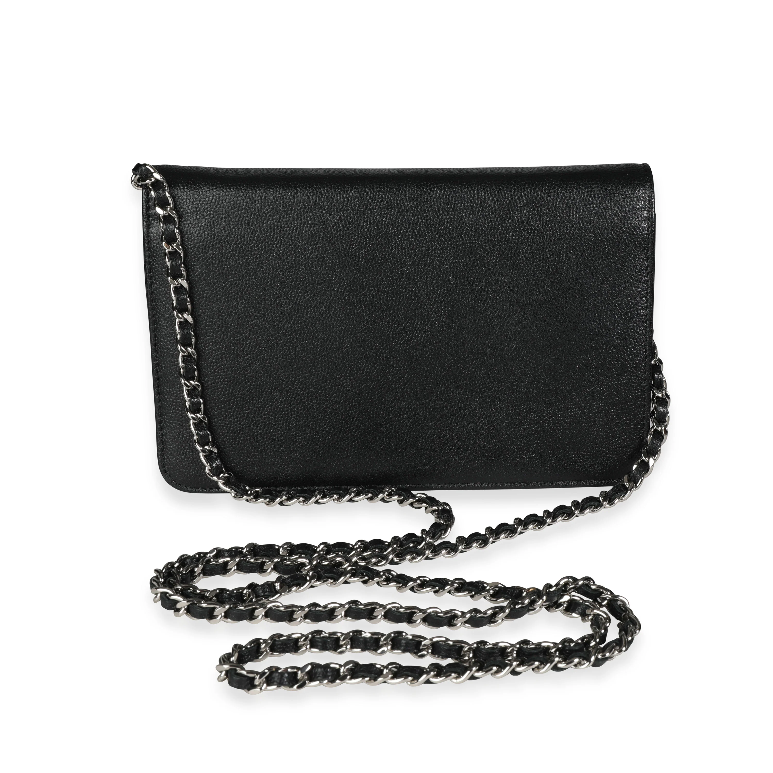 Chanel Black Caviar Leather Wallet On Chain - Image 3