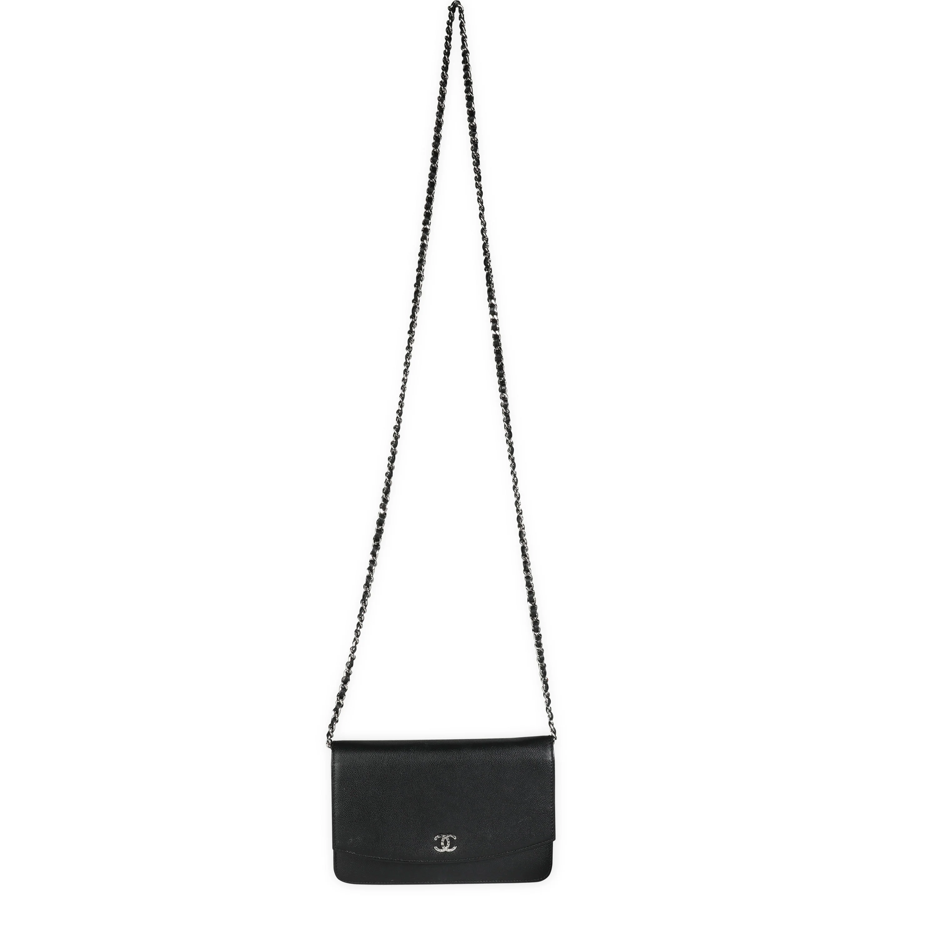 Chanel Black Caviar Leather Wallet On Chain - Image 4