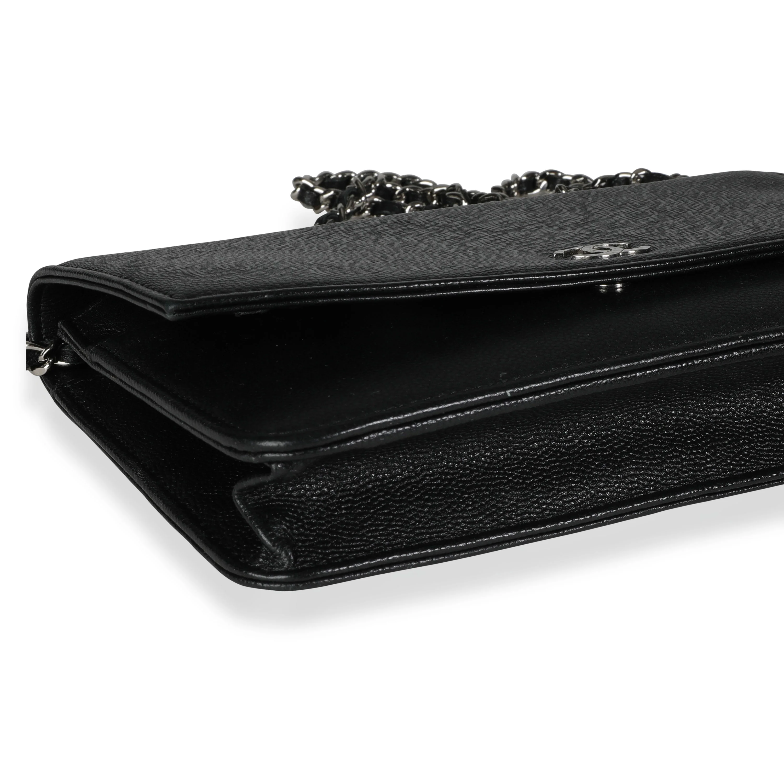 Chanel Black Caviar Leather Wallet On Chain - Image 6