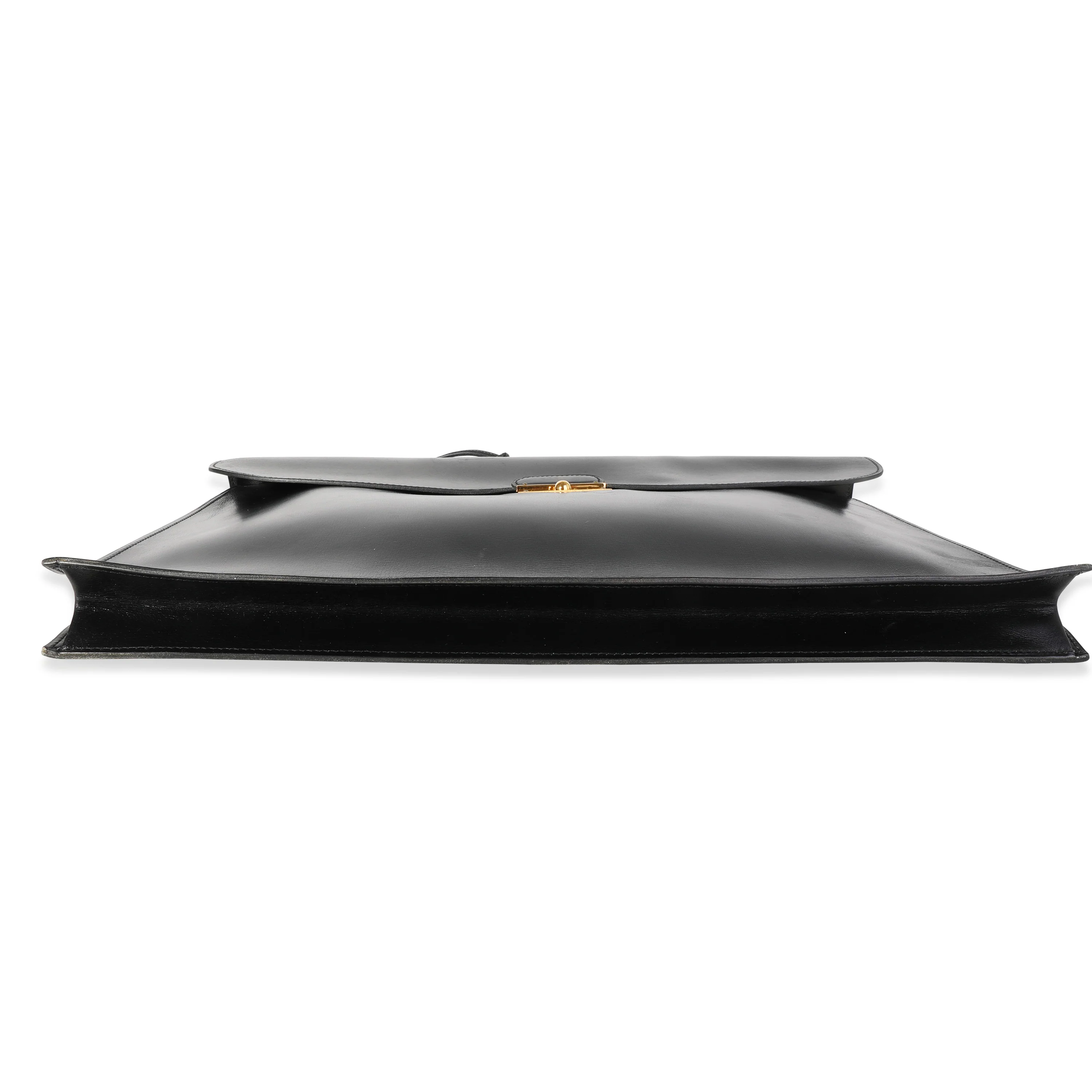 Hermès Vintage Black Box Calf Quirus Briefcase GHW - Image 6