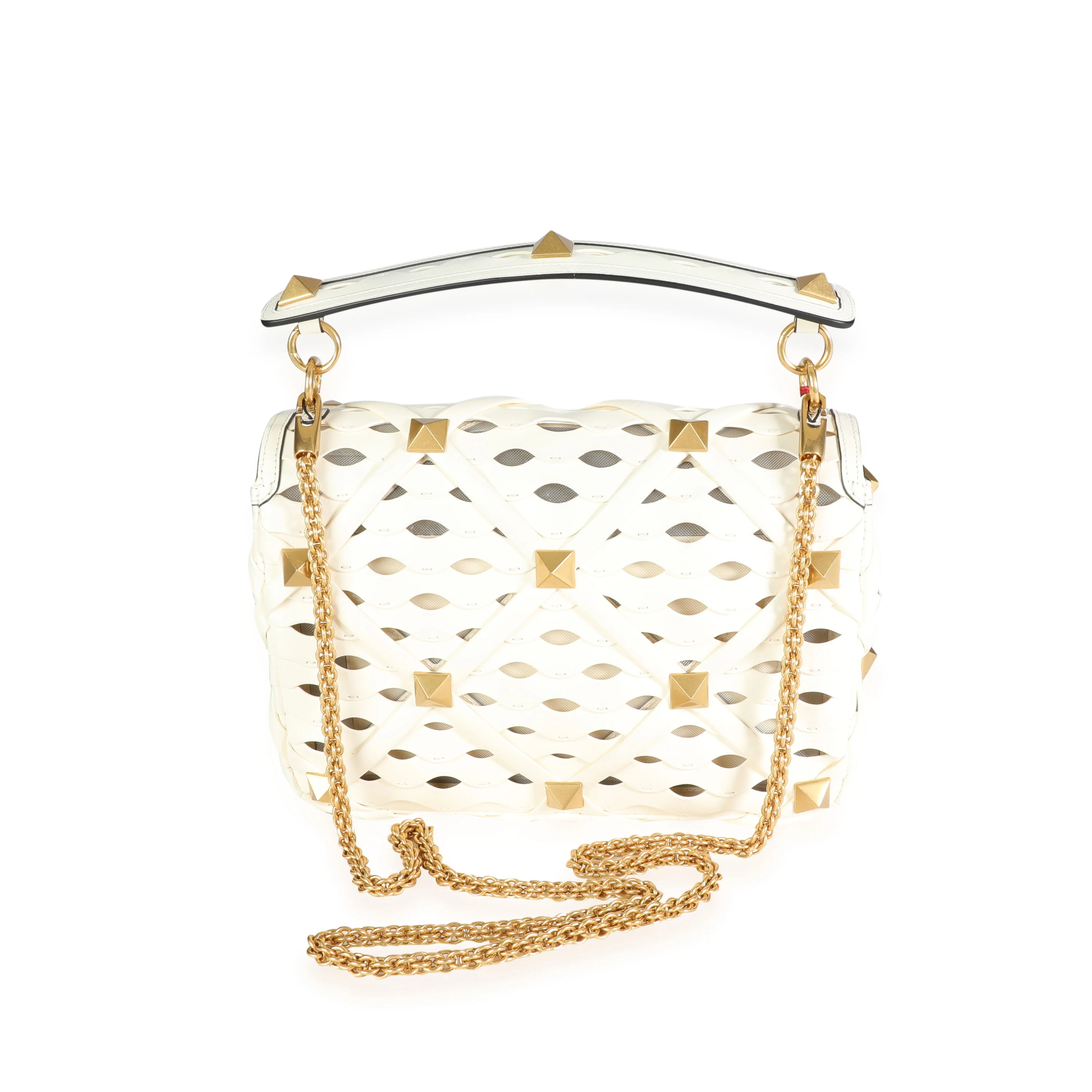 Ivory Nappa Leather Large Roman Stud Shoulder Bag - Image 3