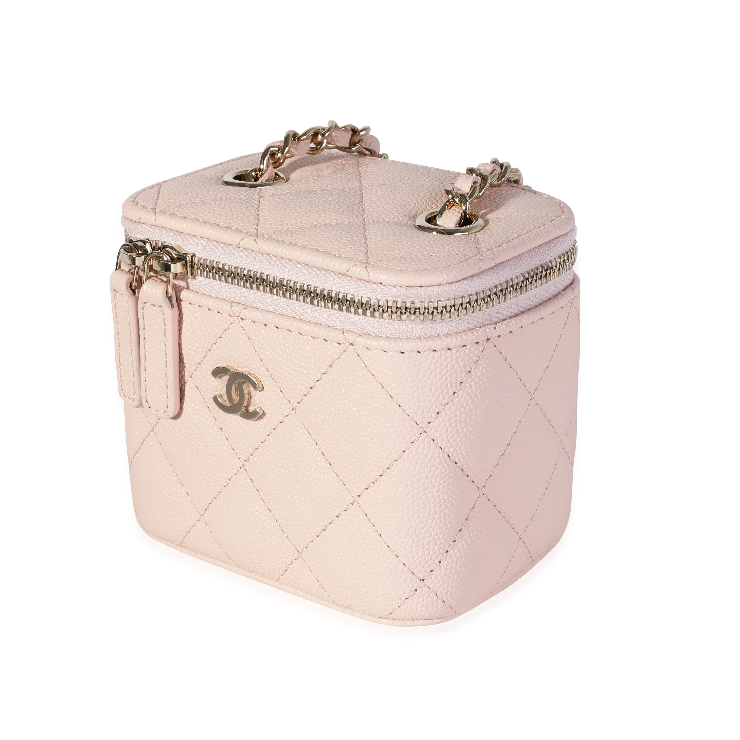 Chanel Beige Quilted Caviar Vanity with Chain - Image 2