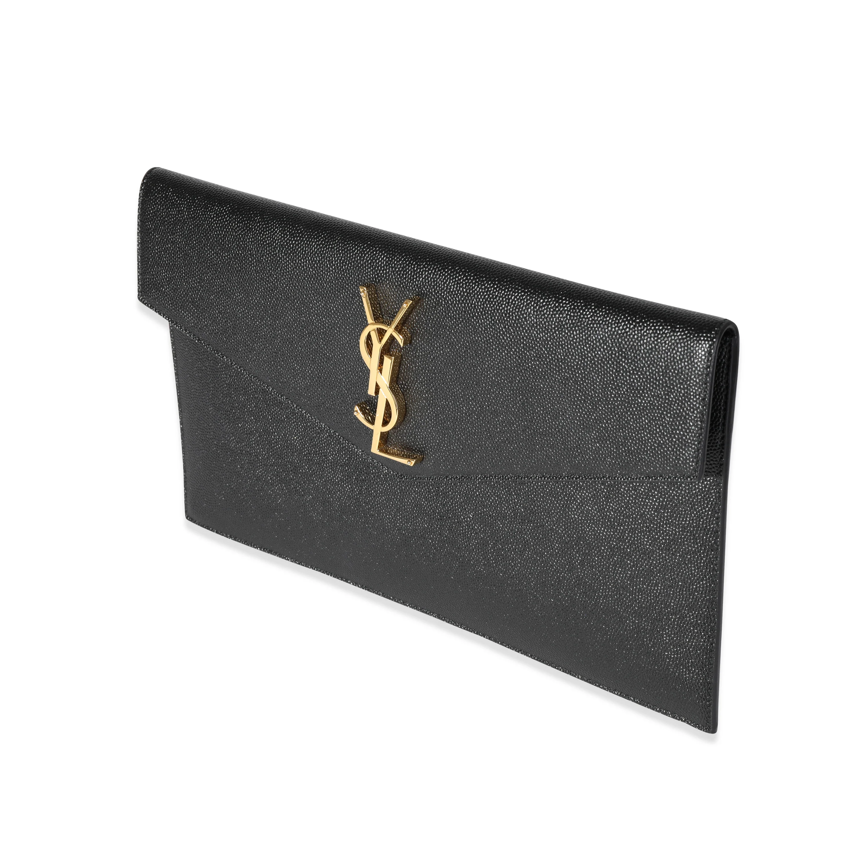 Saint Laurent Black Grain De Poudre Leather Uptown Pouch - Image 2