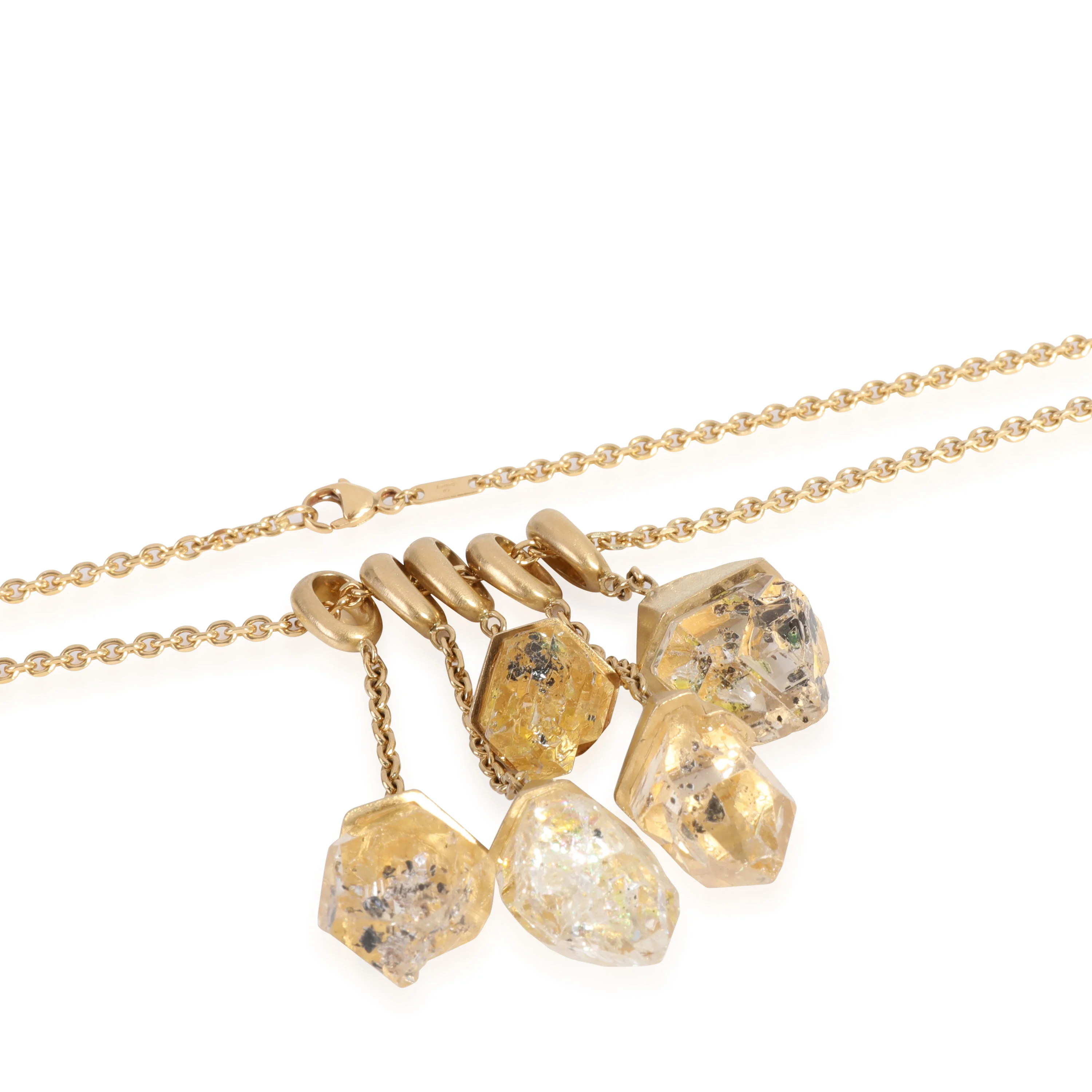 Textured Gold Topped Rock Crystal Necklace in 18k Yellow Gold on 30 Chain - Image 3