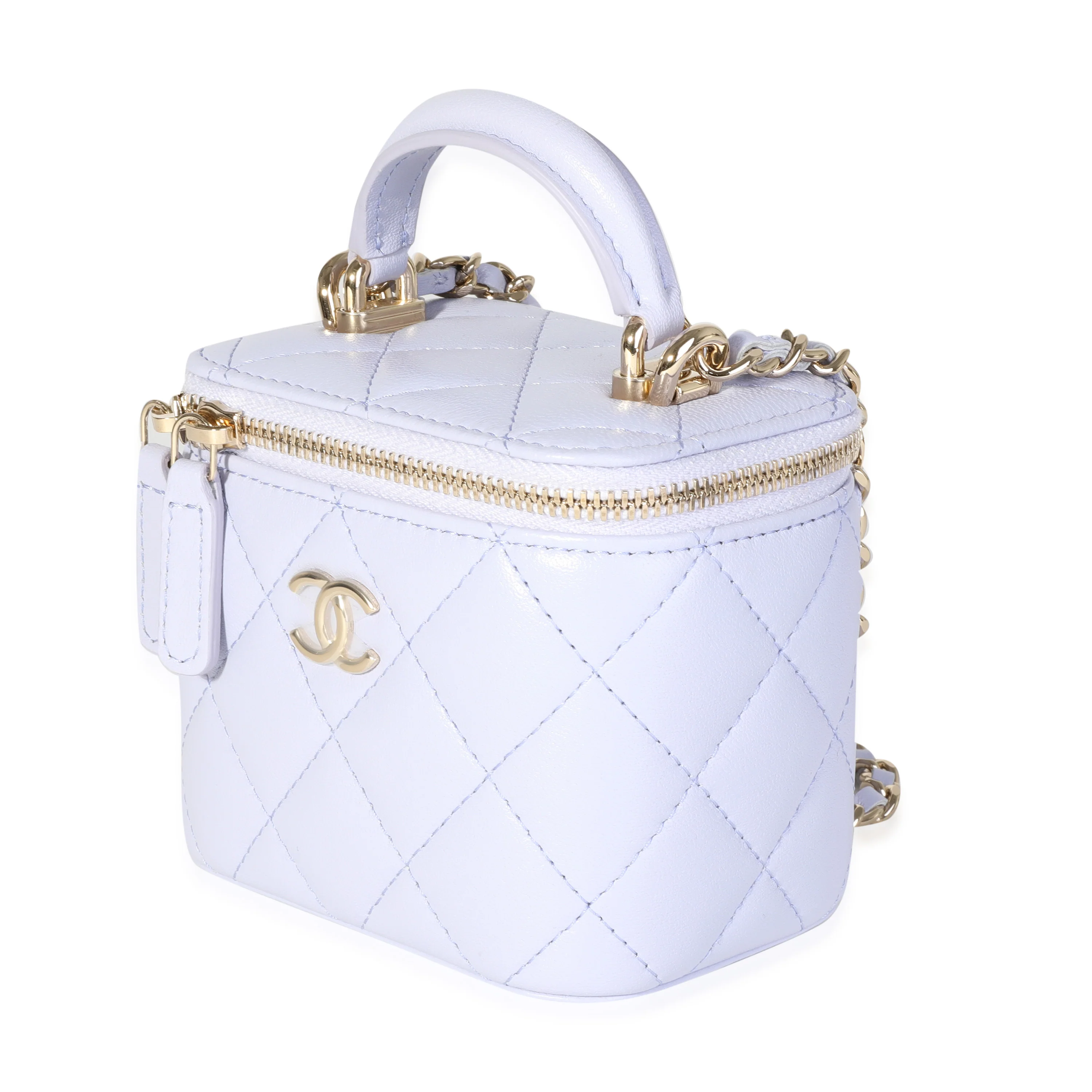 Chanel Lavender Lambskin Vanity Bag with Chain - Image 2