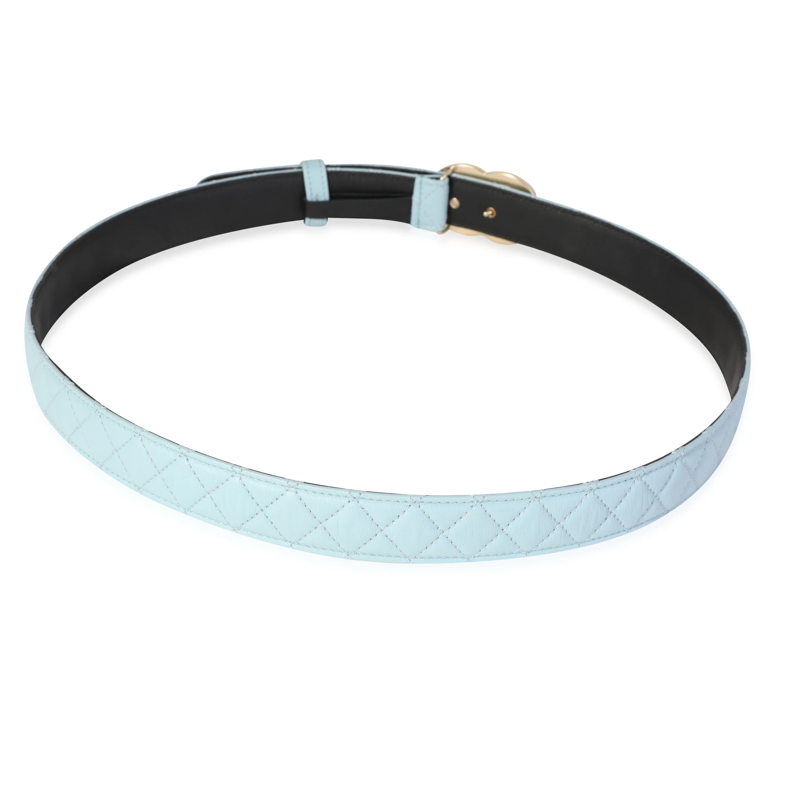 Light Blue Quilted Leather CC Pearl Belt 90/36 - Image 3