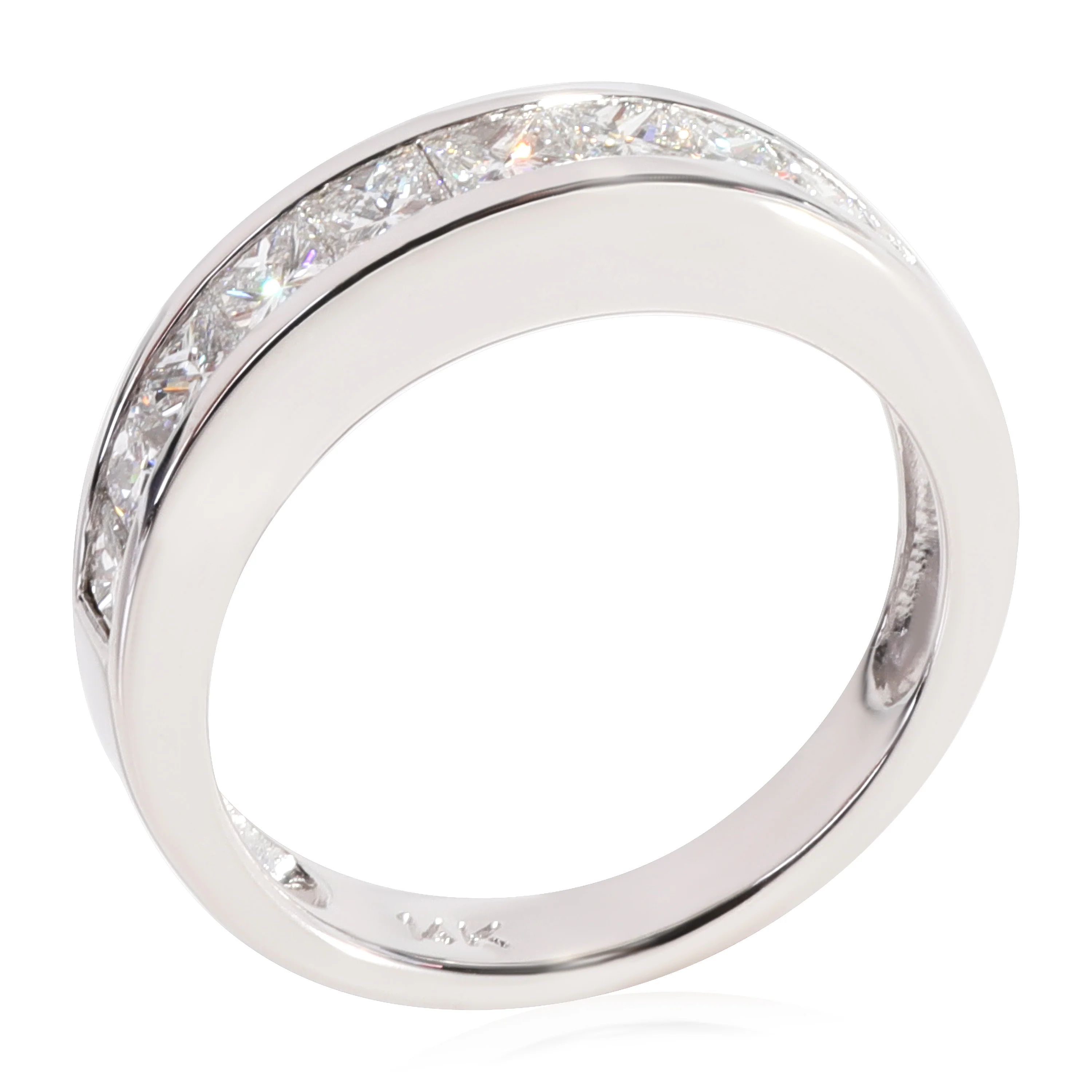 Channel Set Diamond Princess Cut Wedding Band in 14K White Gold 1.00 CTW - Image 4