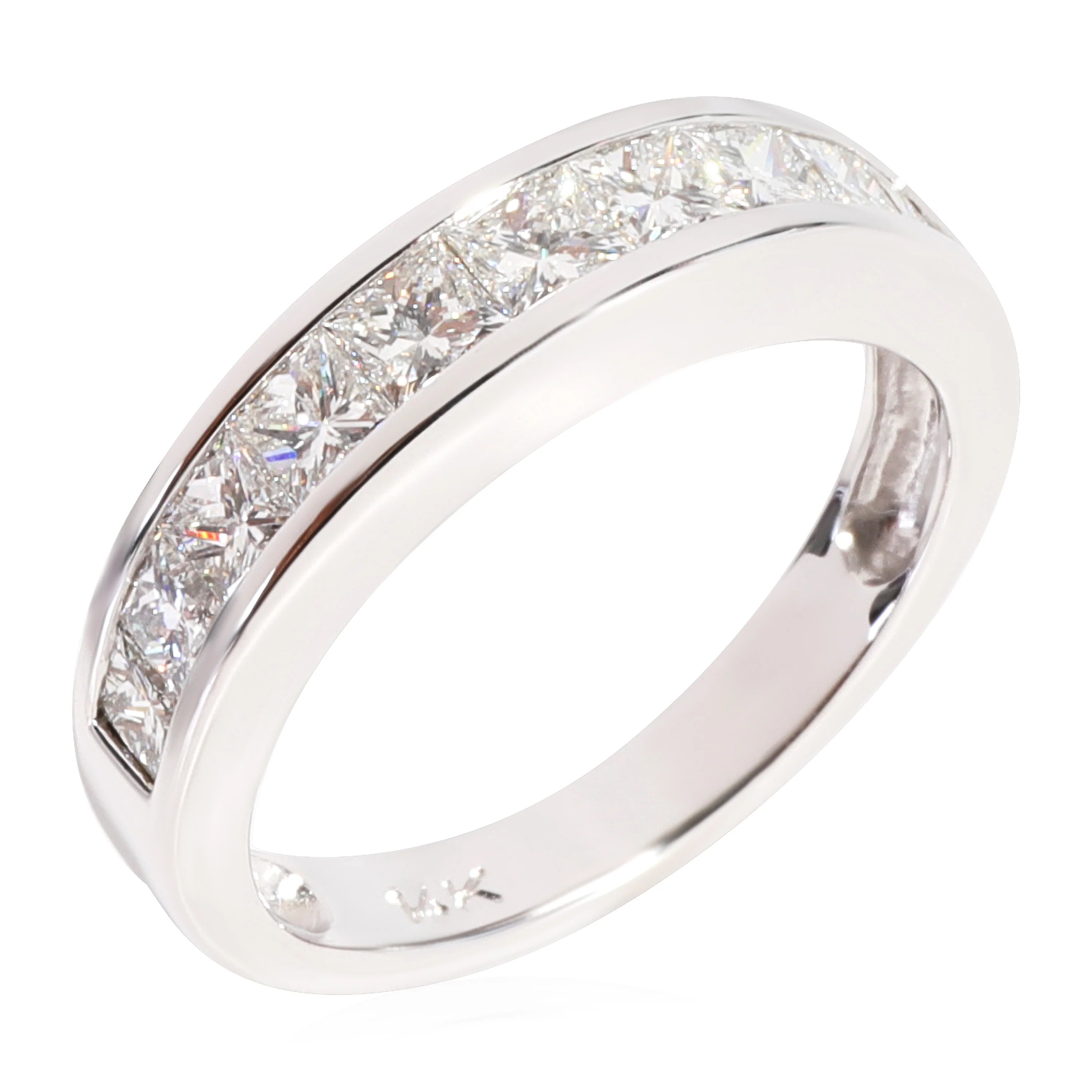 Channel Set Diamond Princess Cut Wedding Band in 14K White Gold 1.00 CTW - Image 5