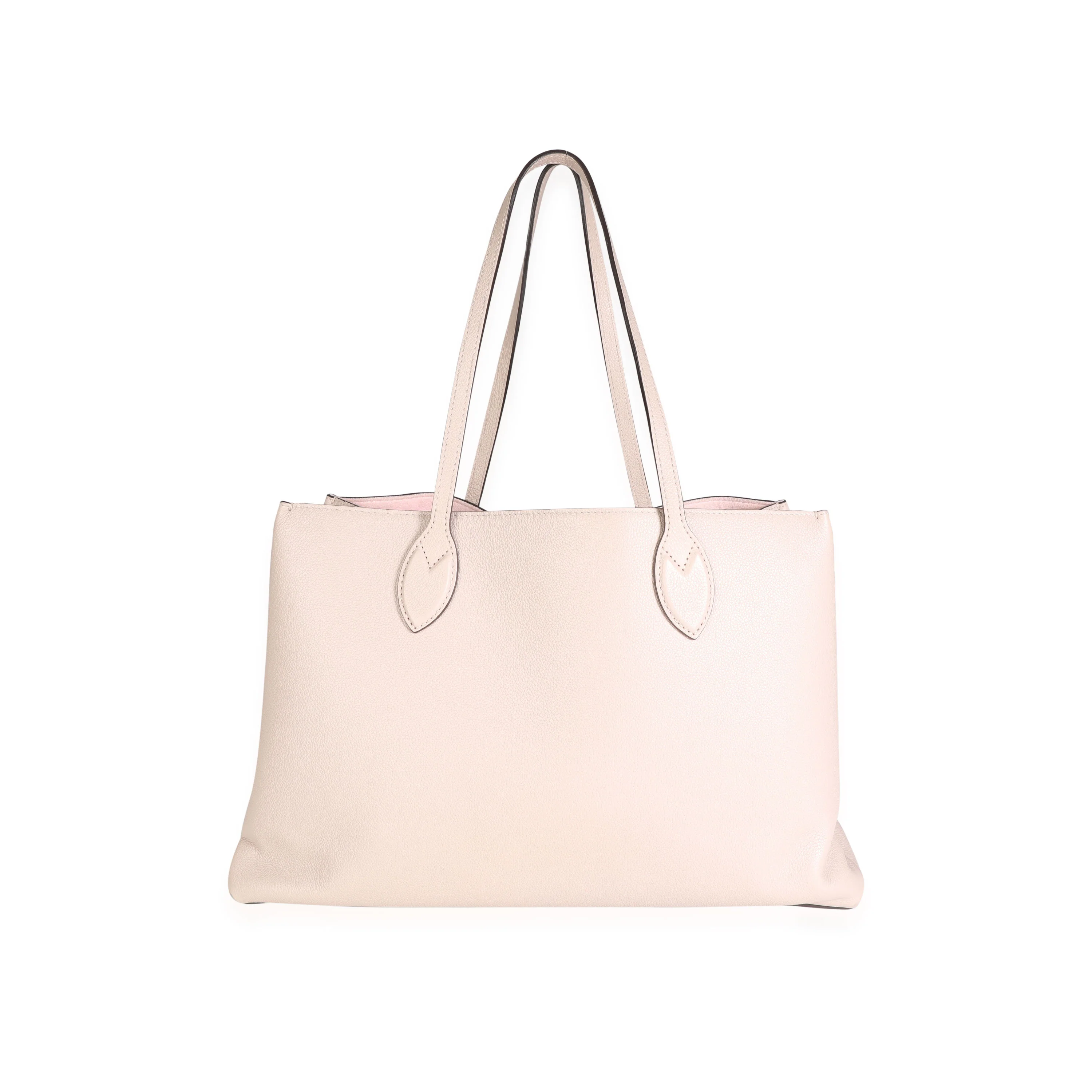 Greige Grained Calf Leather Lockme Shopper - Image 3