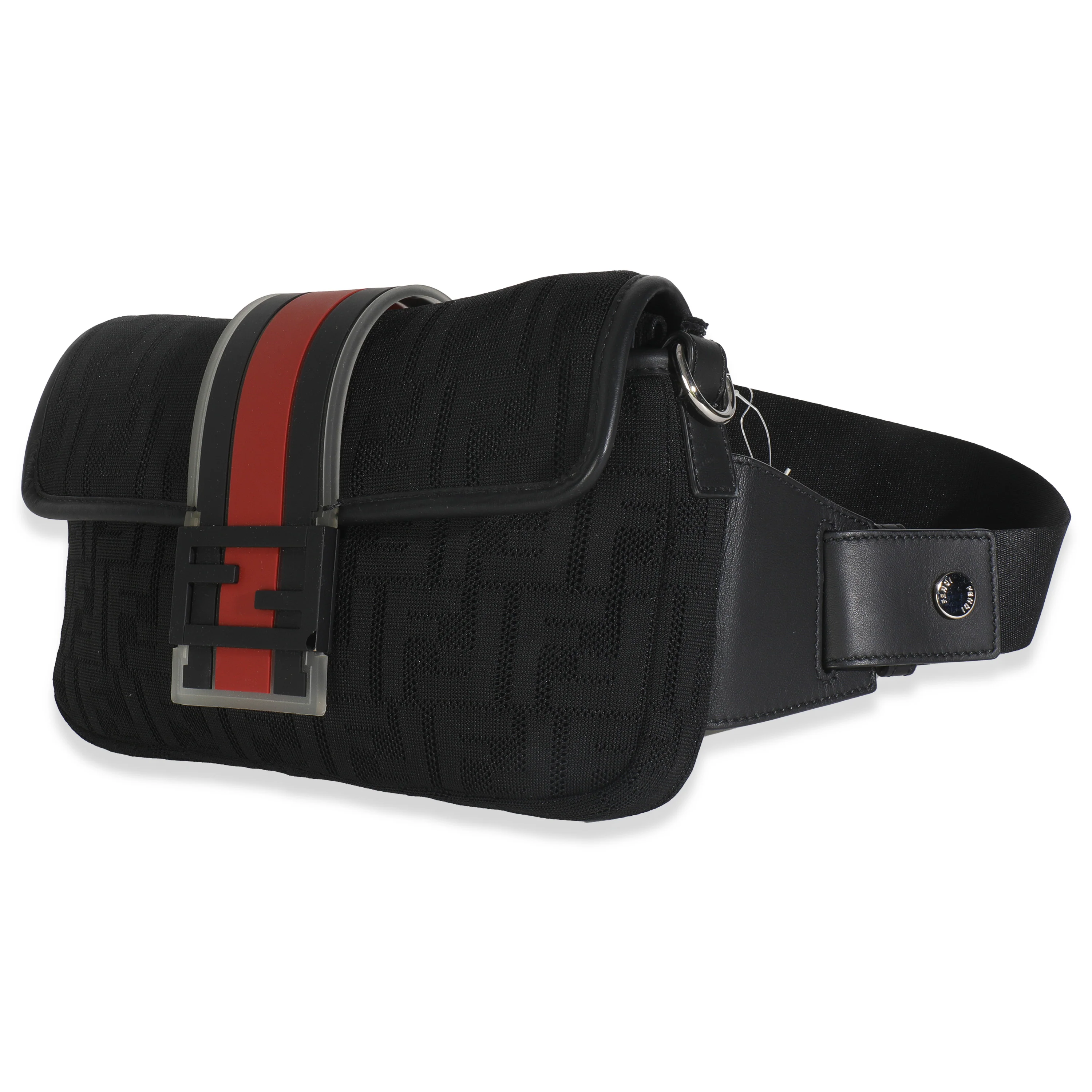 Black Neoprene & Leather Baguette Messenger Bag - Image 2