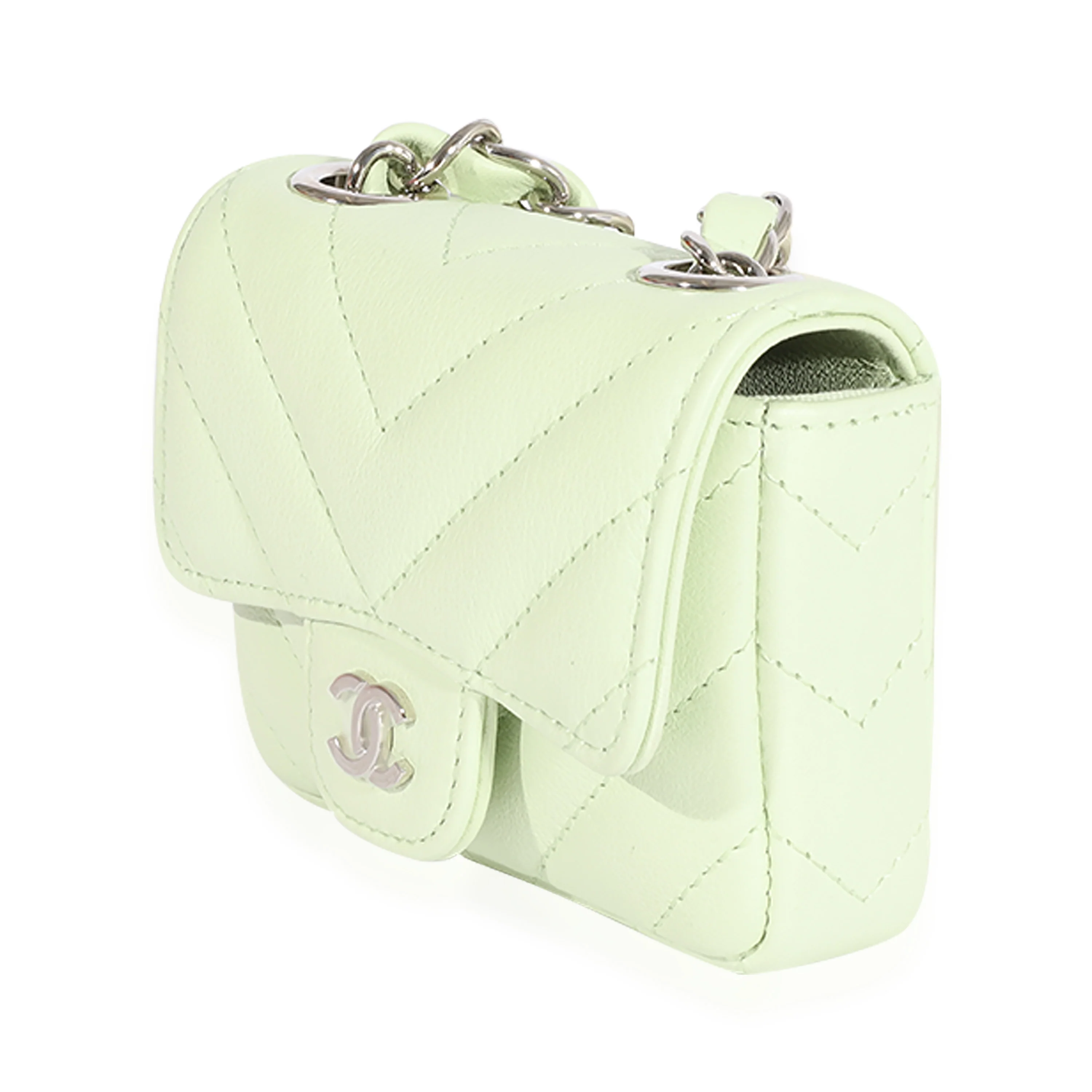 Light Green Chevron Quilted Flap Belt Bag - Image 2