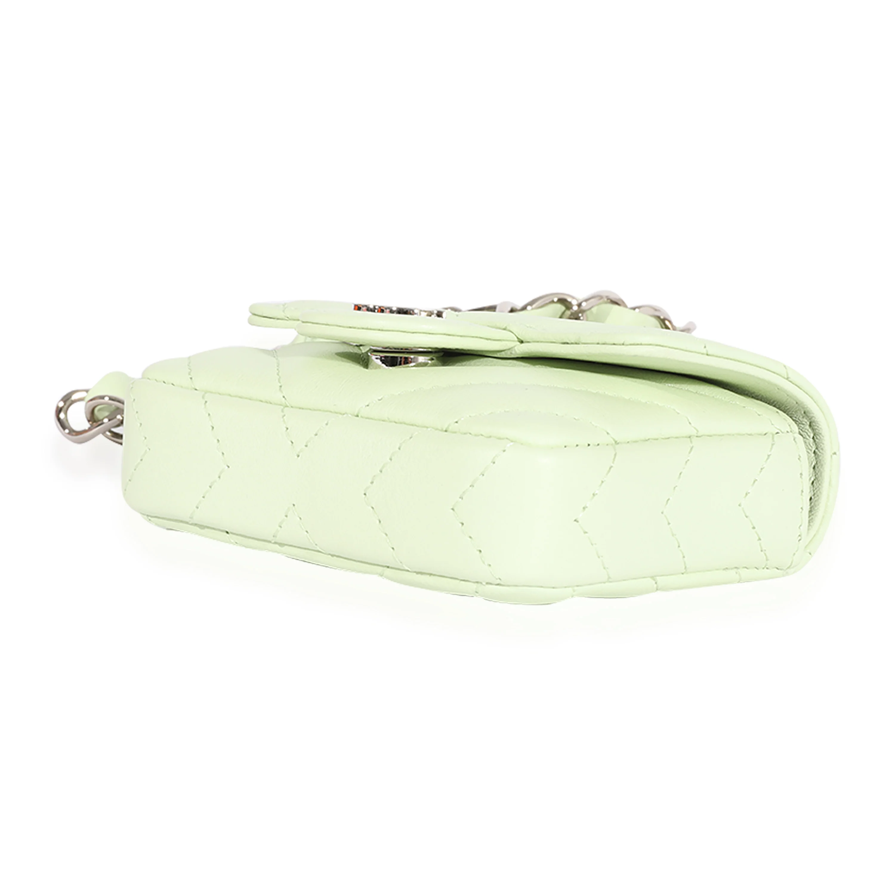 Light Green Chevron Quilted Flap Belt Bag - Image 7