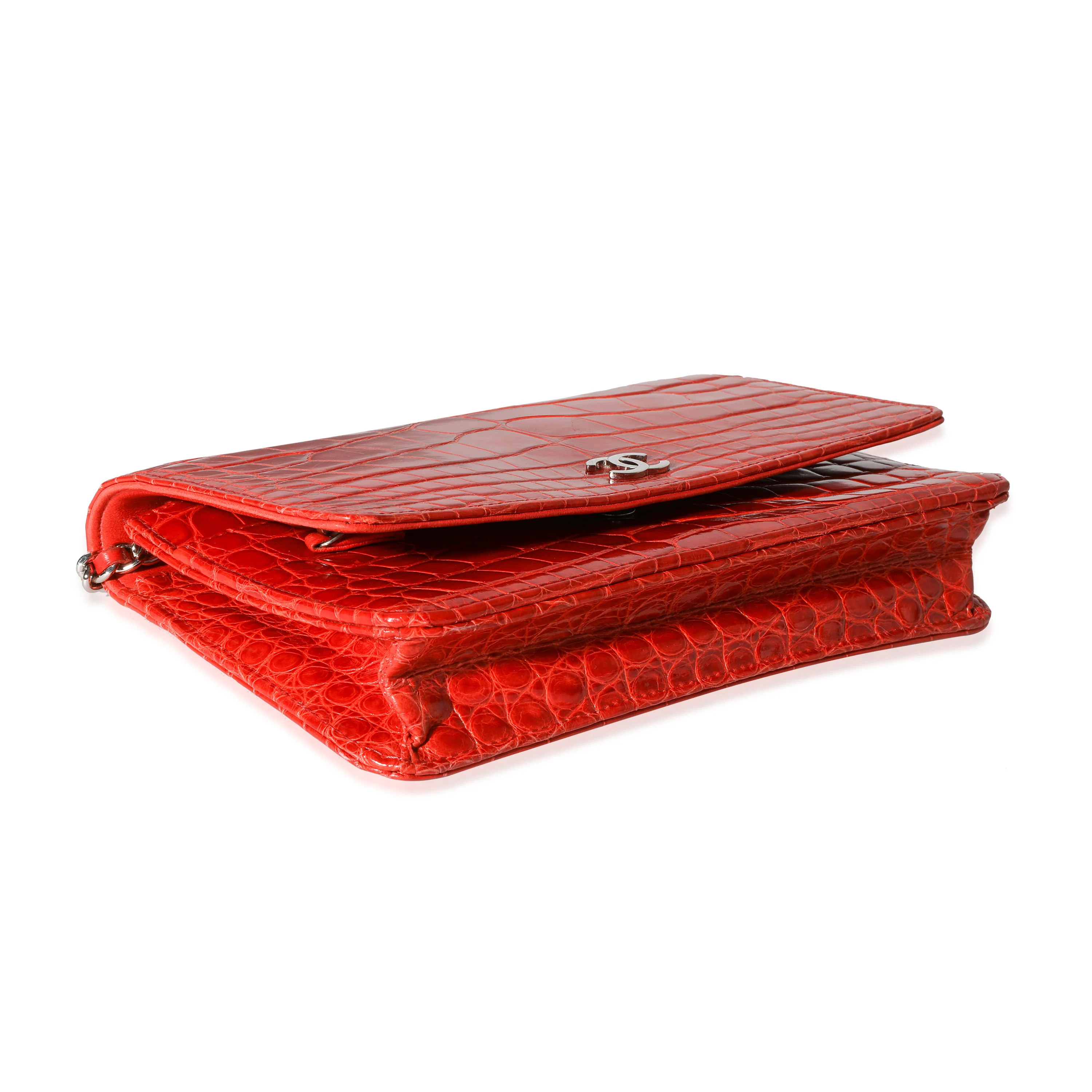 Chanel Vermillion Shiny Alligator WOC - Image 7