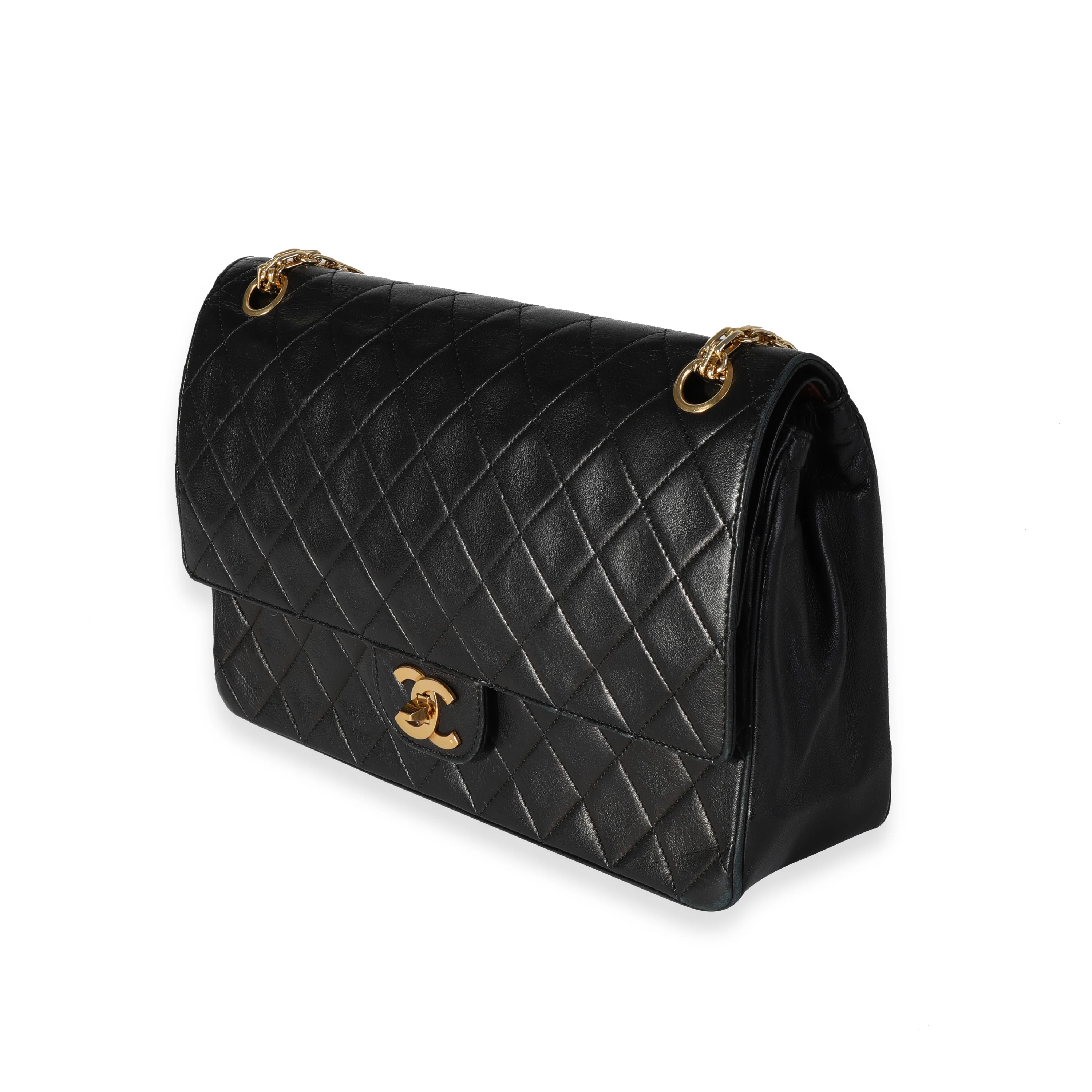 Chanel Vintage Black Quilted Lambskin Medium Double Flap - Image 2