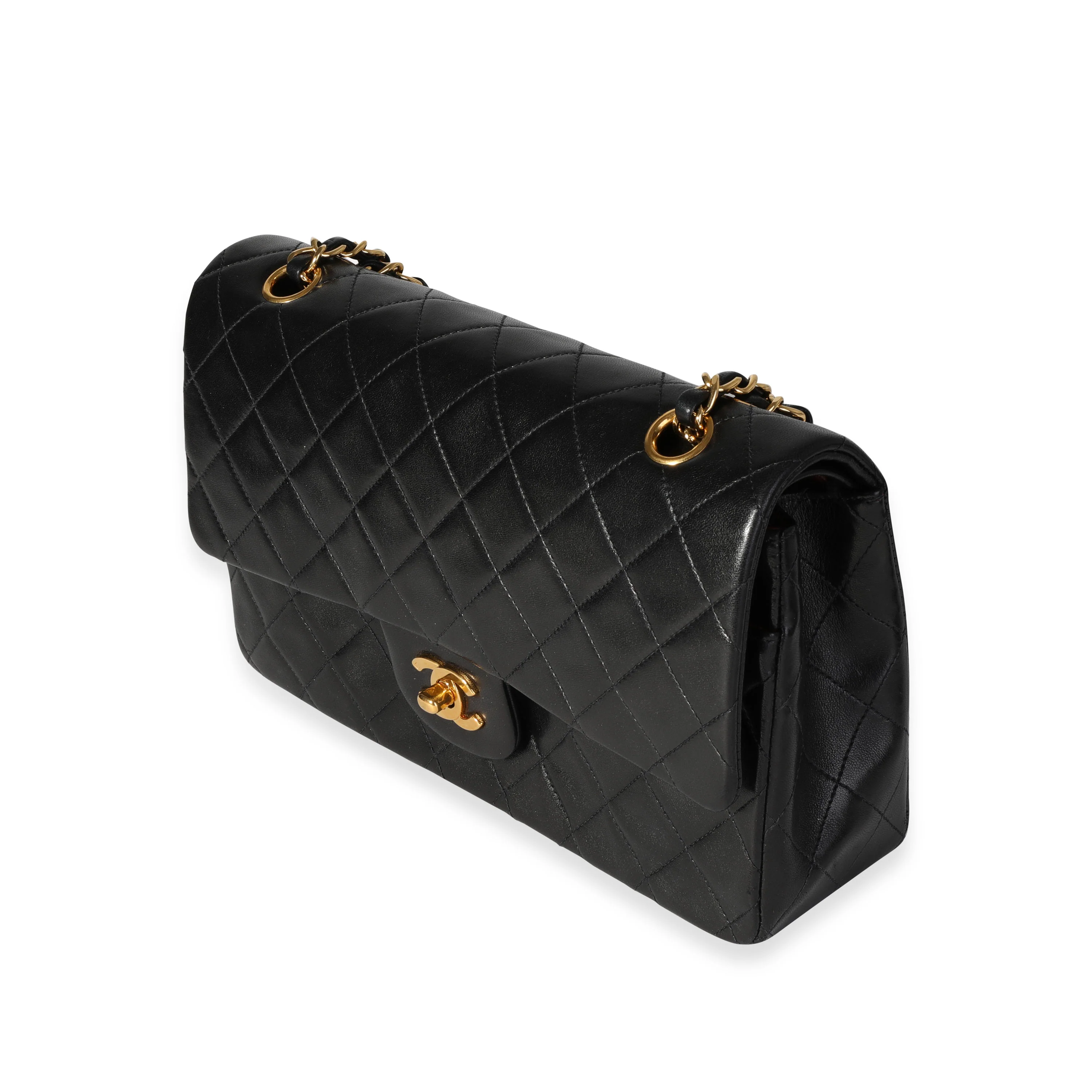 Vintage Black Quilted Lambskin Classic Medium Double Flap - Image 2