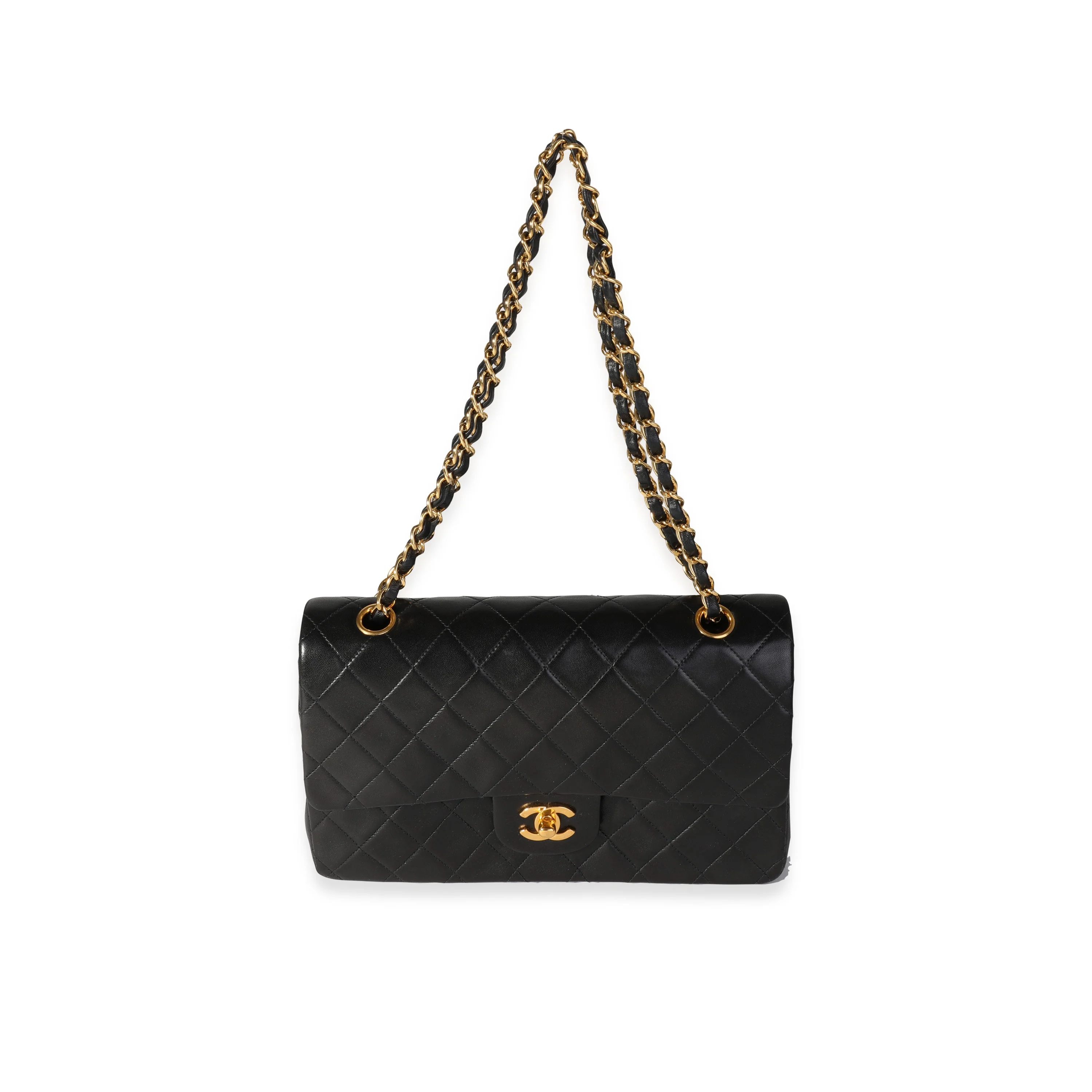 Vintage Black Quilted Lambskin Classic Medium Double Flap - Image 3