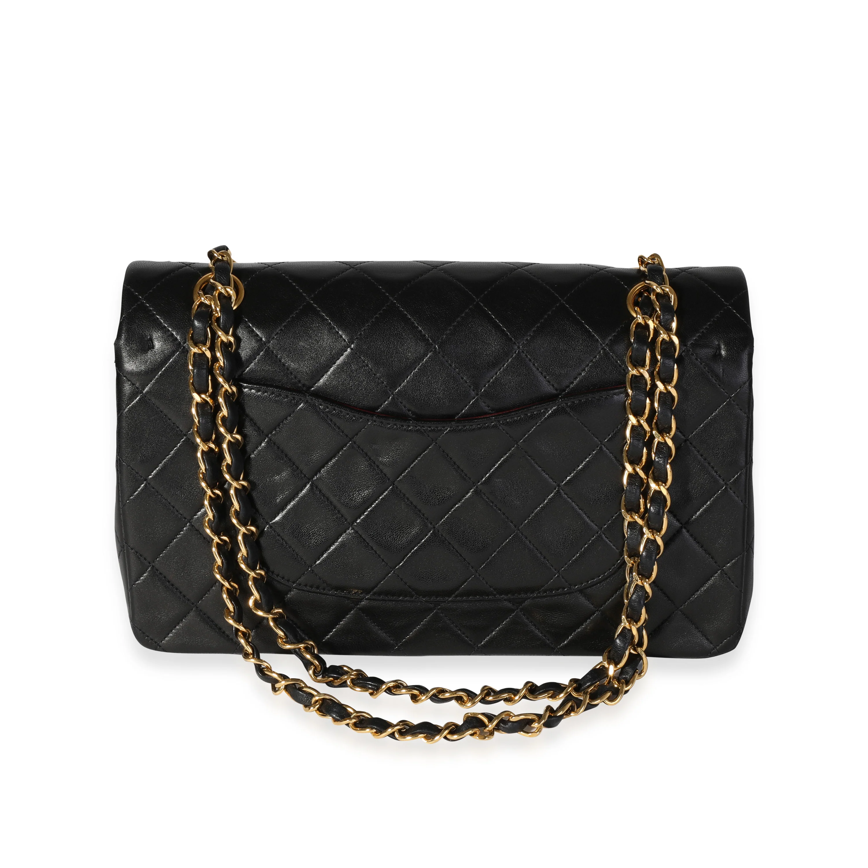 Vintage Black Quilted Lambskin Classic Medium Double Flap - Image 4
