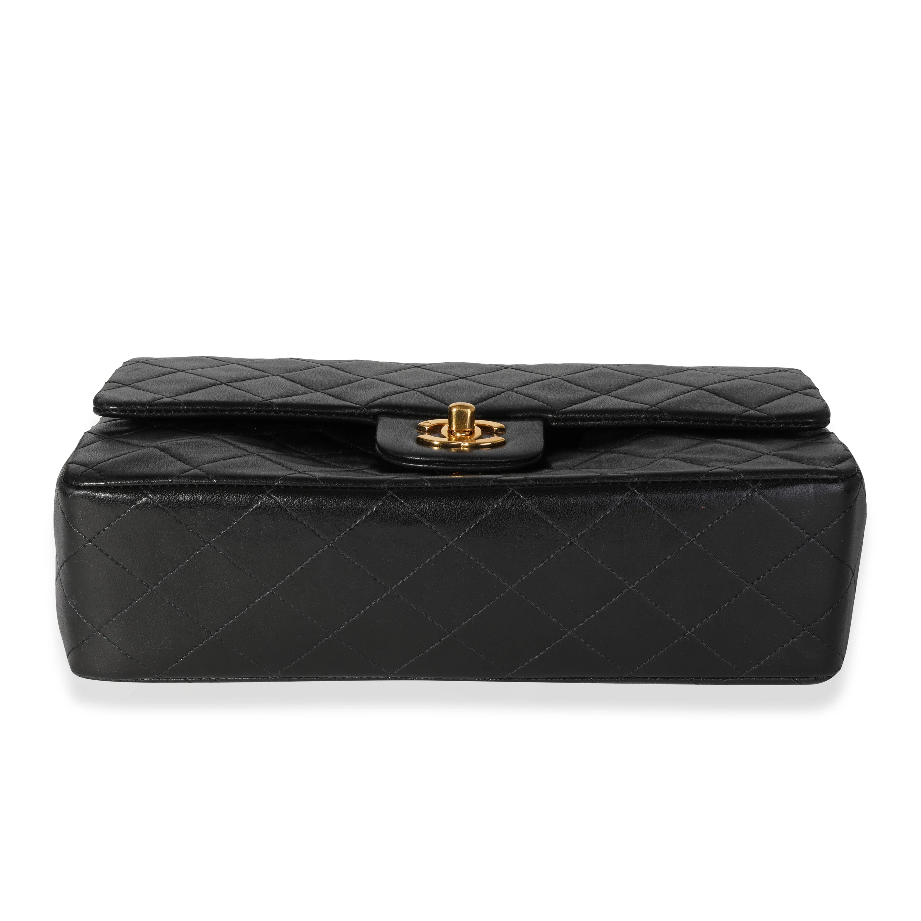 Vintage Black Quilted Lambskin Classic Medium Double Flap - Image 5
