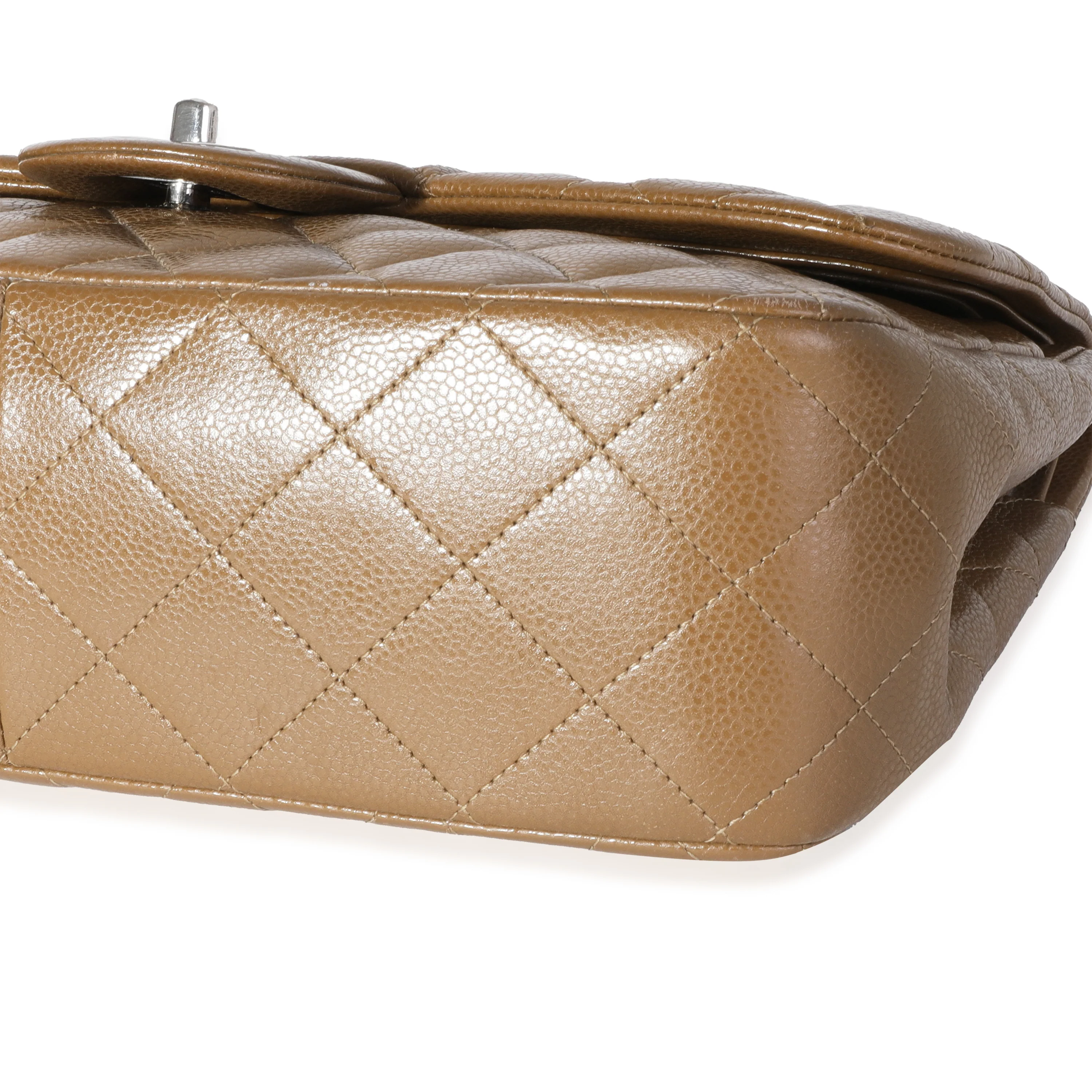 Chanel Khaki Caviar Quilted Jumbo Classic Double Flap Bag - Image 5
