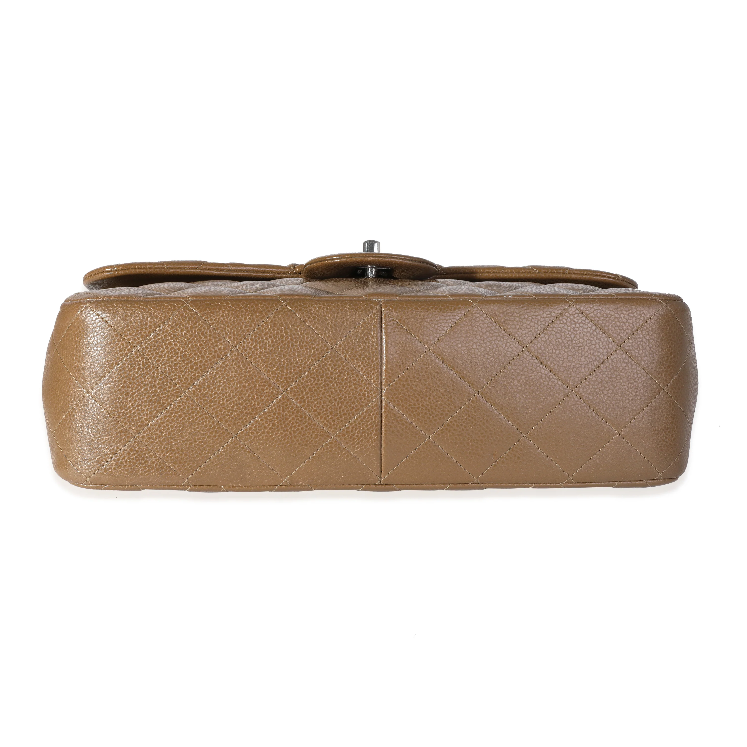 Chanel Khaki Caviar Quilted Jumbo Classic Double Flap Bag - Image 6