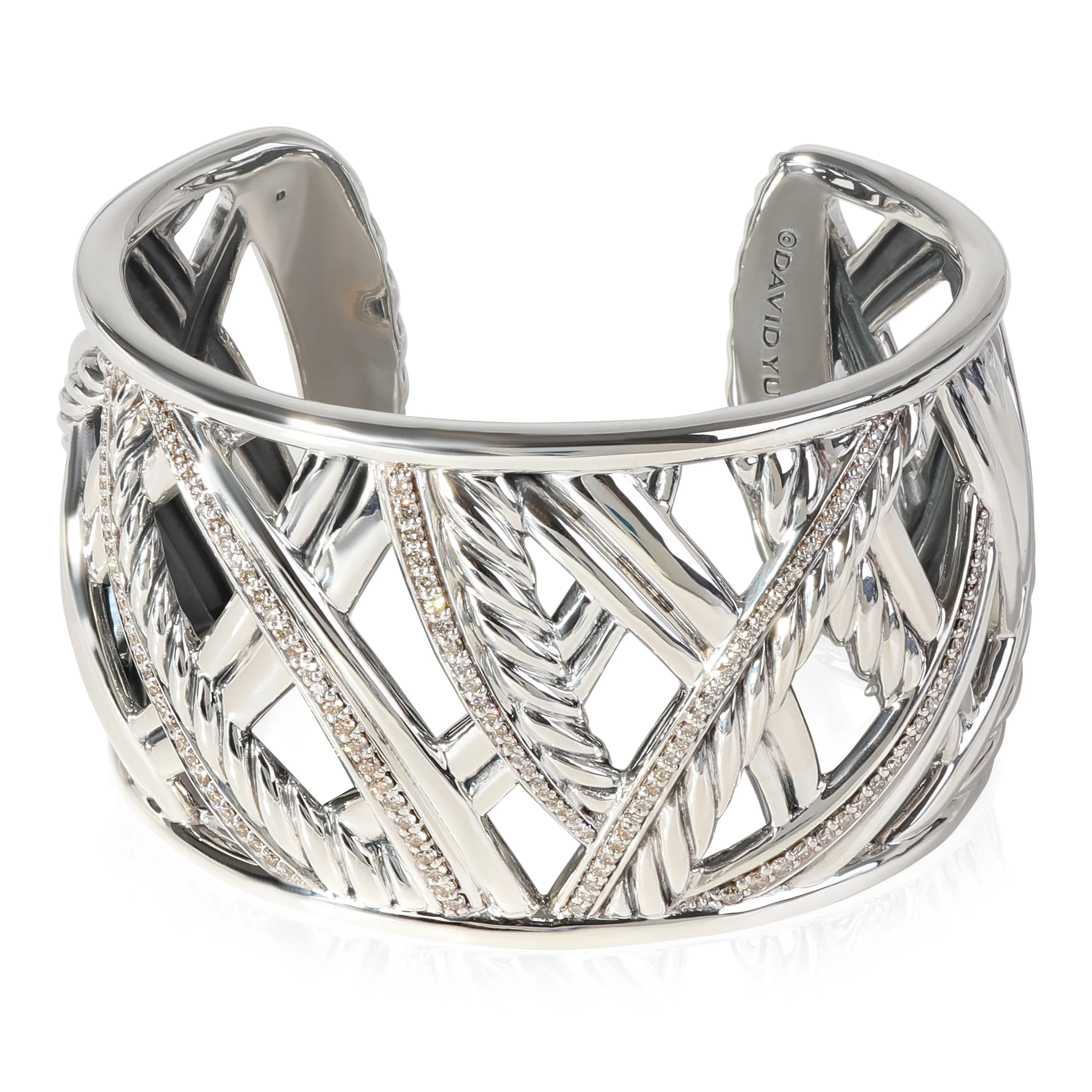 David Yurman Papyrus Diamond Cuff in Sterling Silver 1.15 CTW