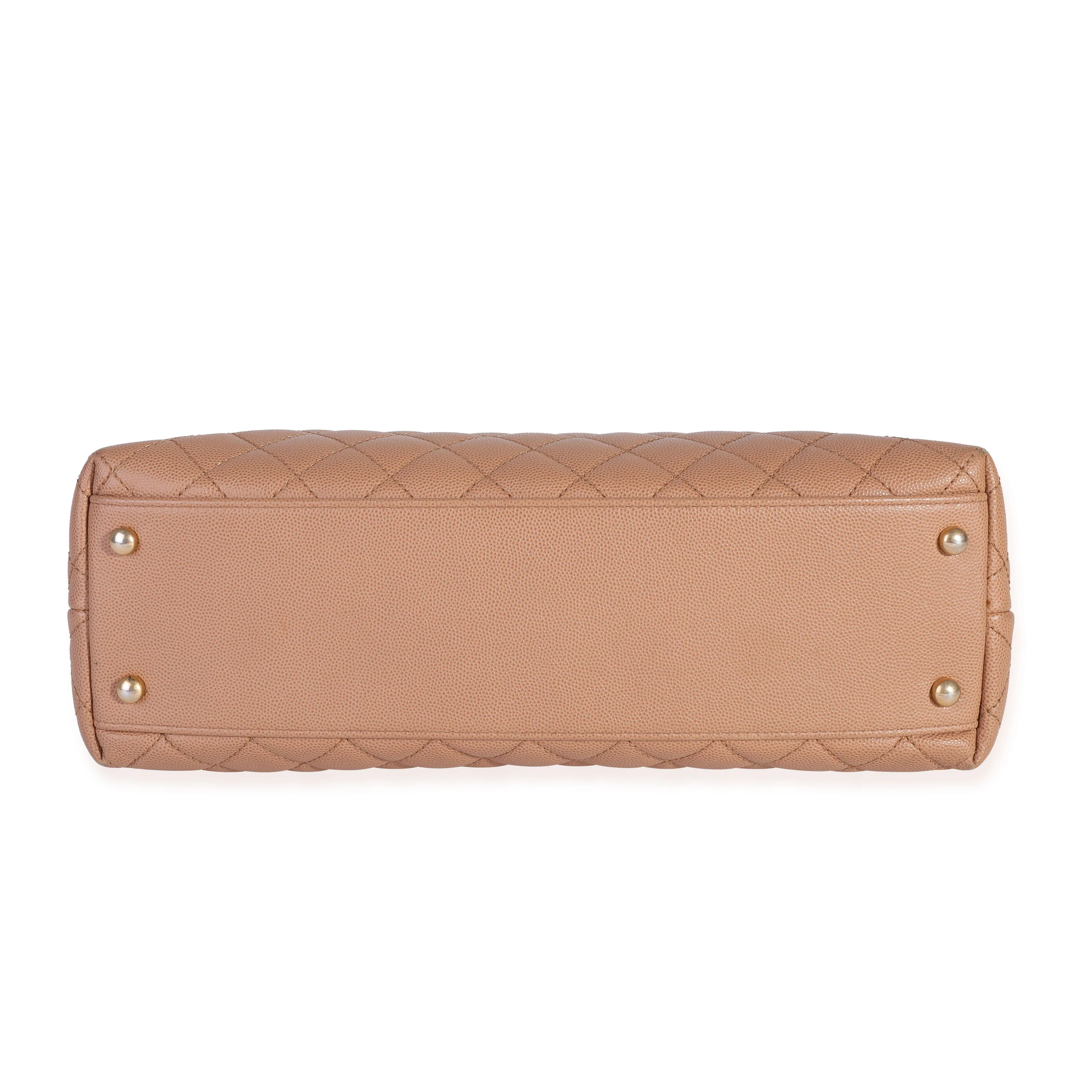 Beige Quilted Caviar & Burgundy Lizard Large Coco Handle Flap Bag - Image 5