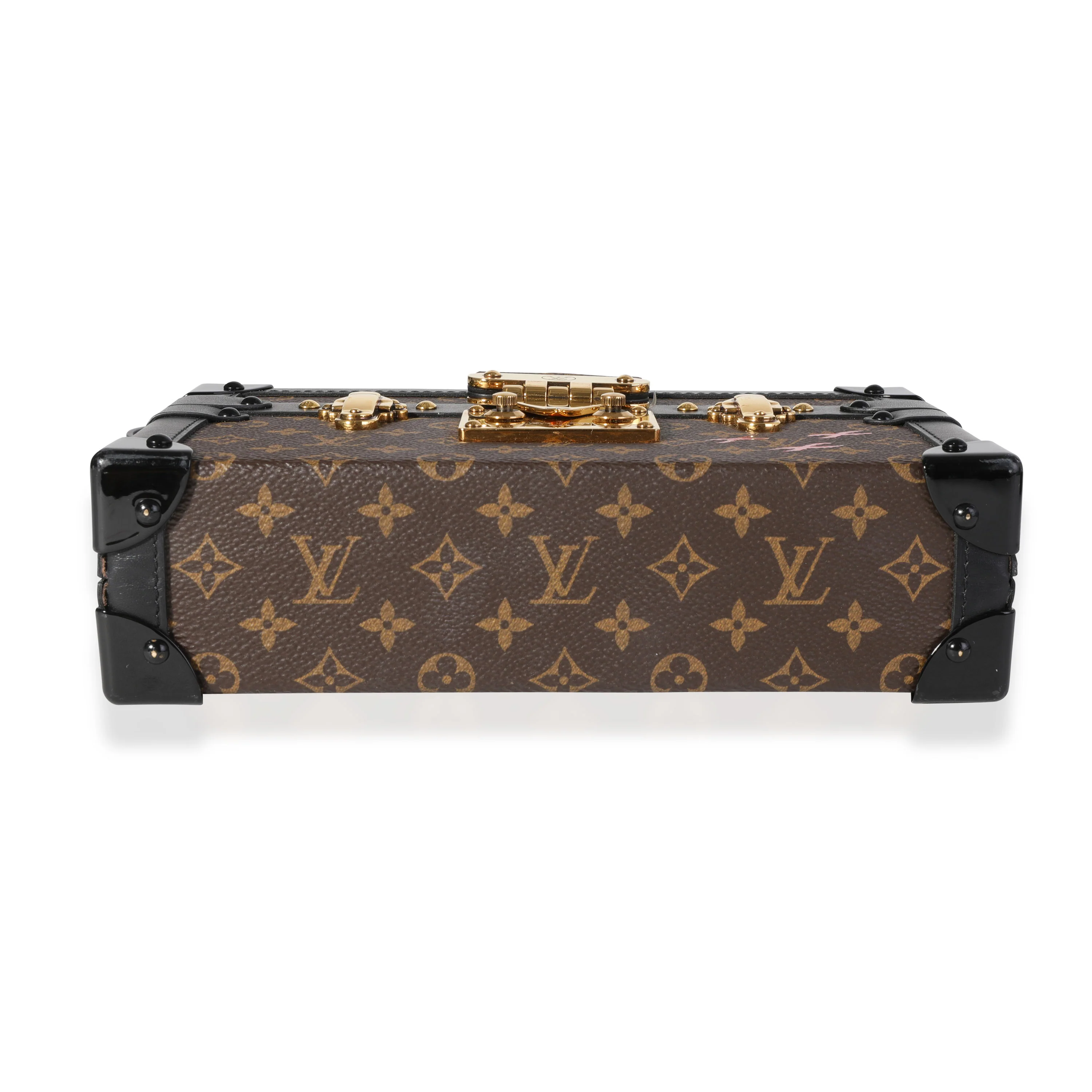 Louis Vuitton Monogram Canvas & Black Calfskin Petite Malle - Image 5