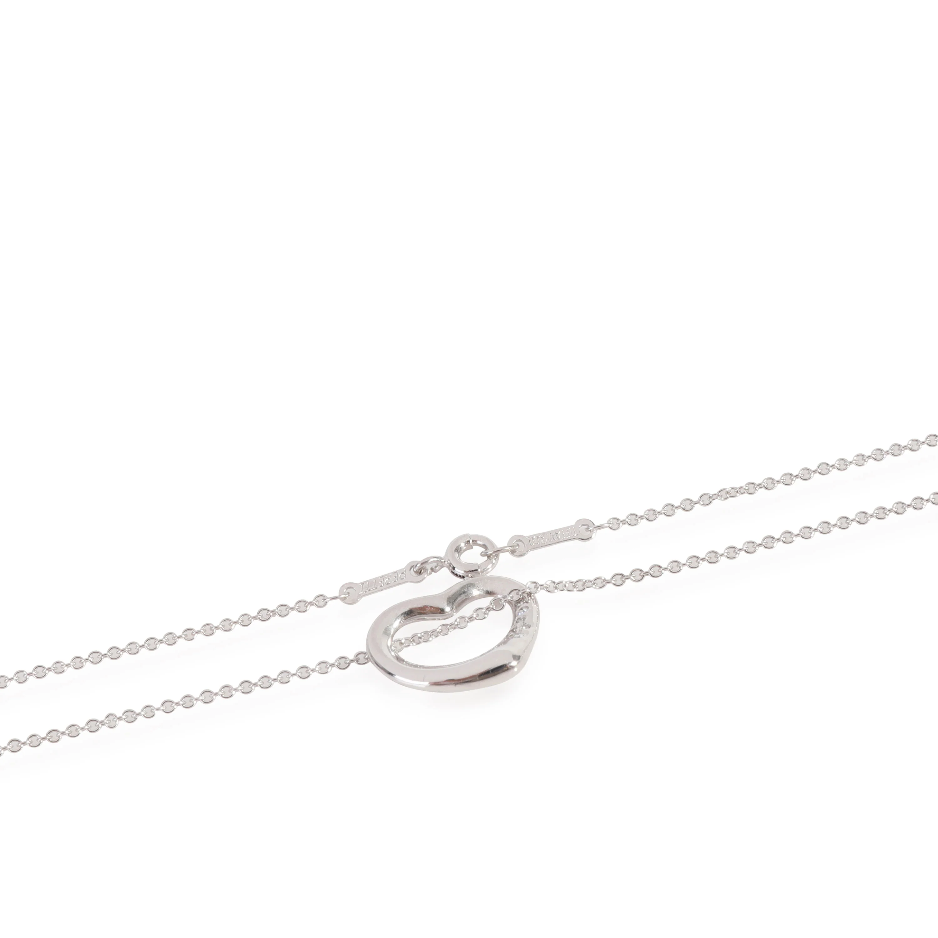 Tiffany & Co. Elsa Peretti Open Heart Diamond Pendant in 950 Platinum 0.04 CTW - Image 3