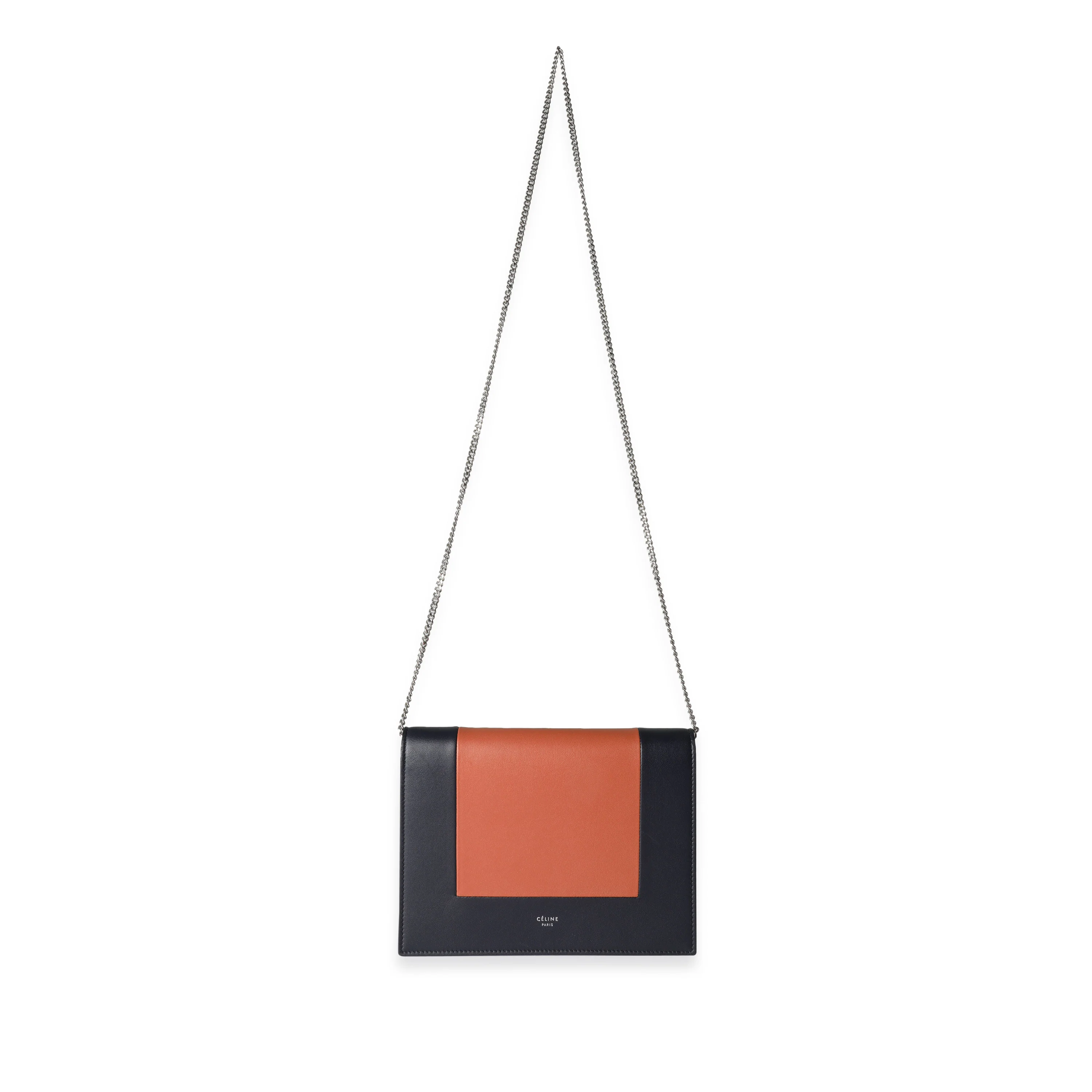 Celine Navy & Tan Lambskin Frame Evening Clutch On Chain - Image 4