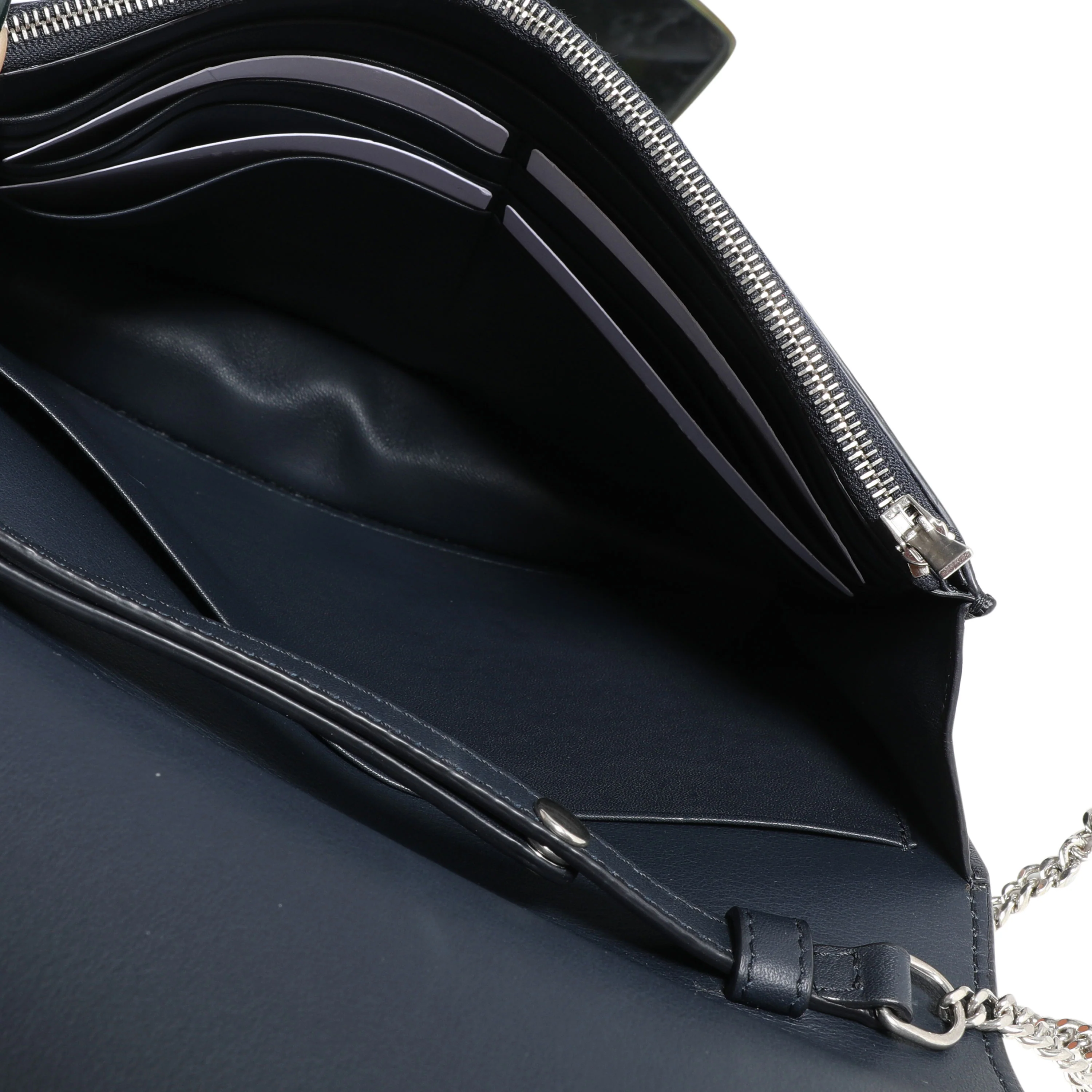 Celine Navy & Tan Lambskin Frame Evening Clutch On Chain - Image 8