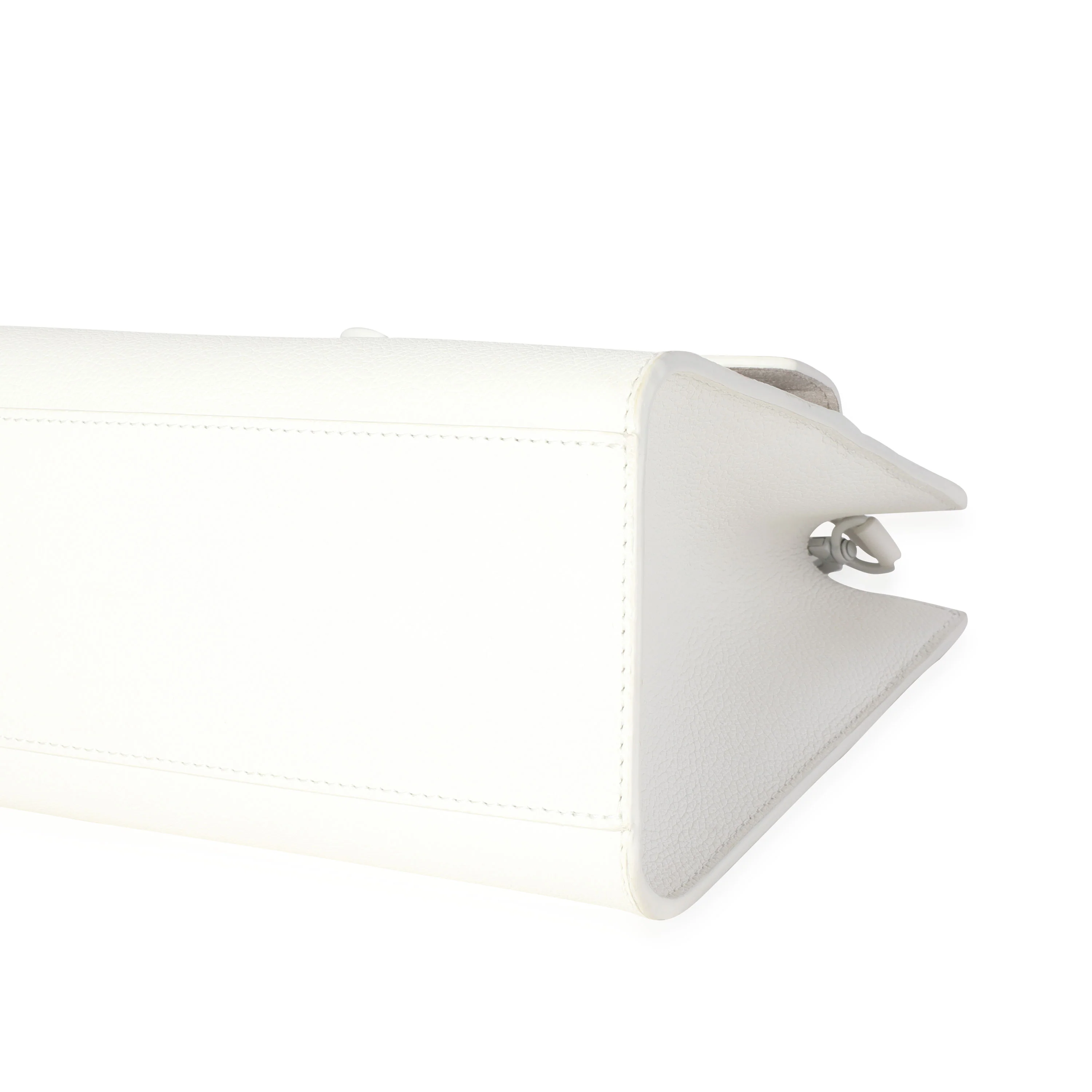White Leather Monochrome Lockme Tote PM - Image 7